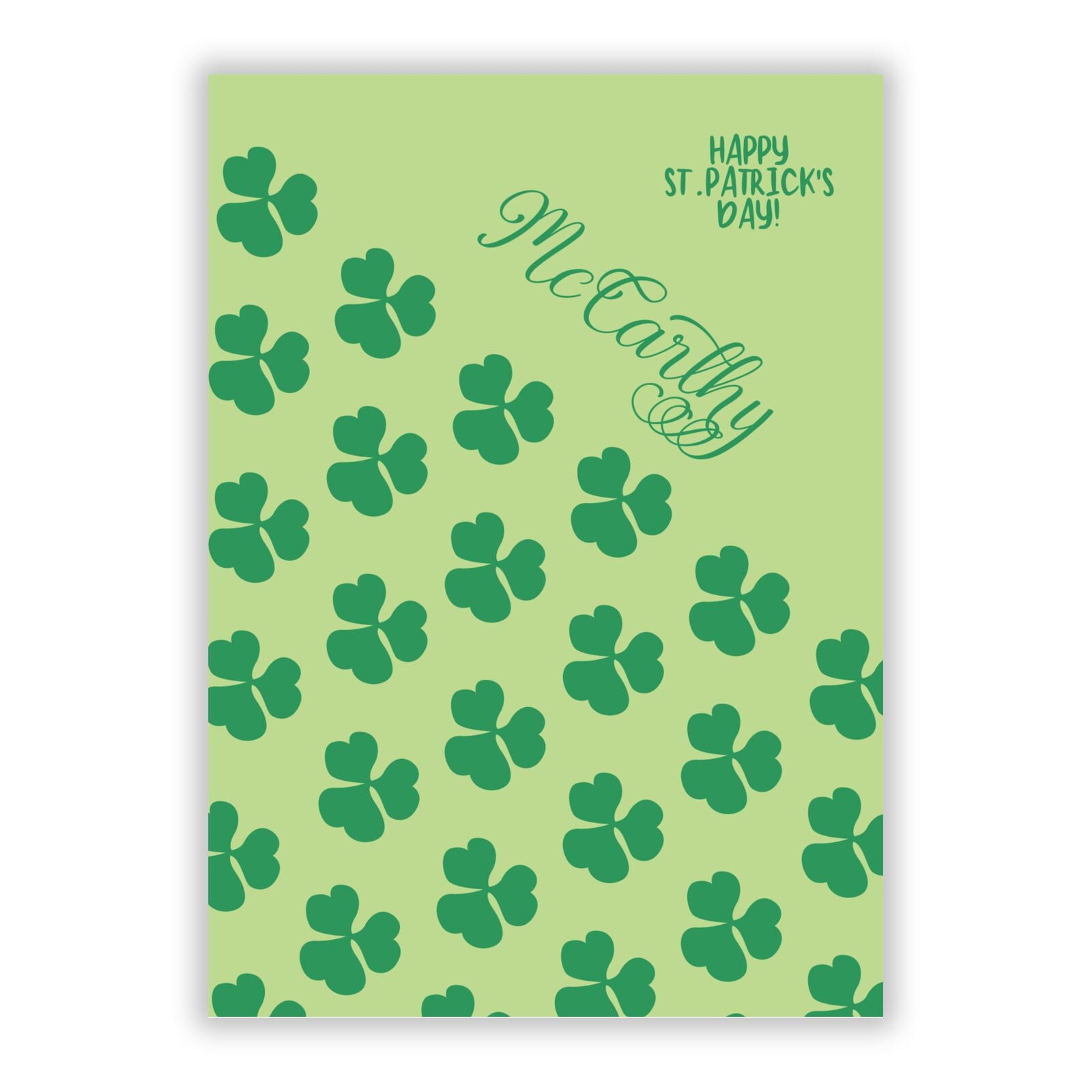 Shamrock Custom Name A5 Flat Greetings Card