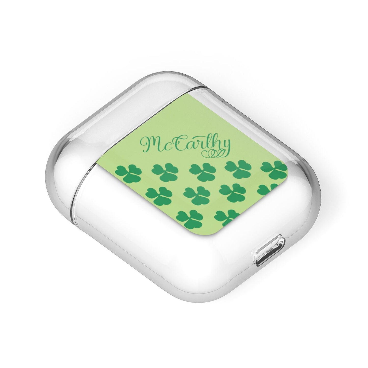 Shamrock Custom Name AirPods Case Laid Flat