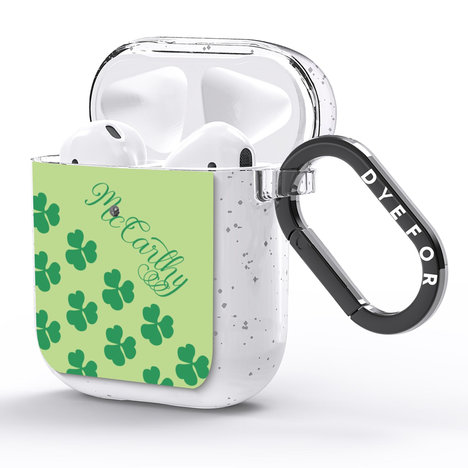 Shamrock Custom Name AirPods Glitter Case Side Image