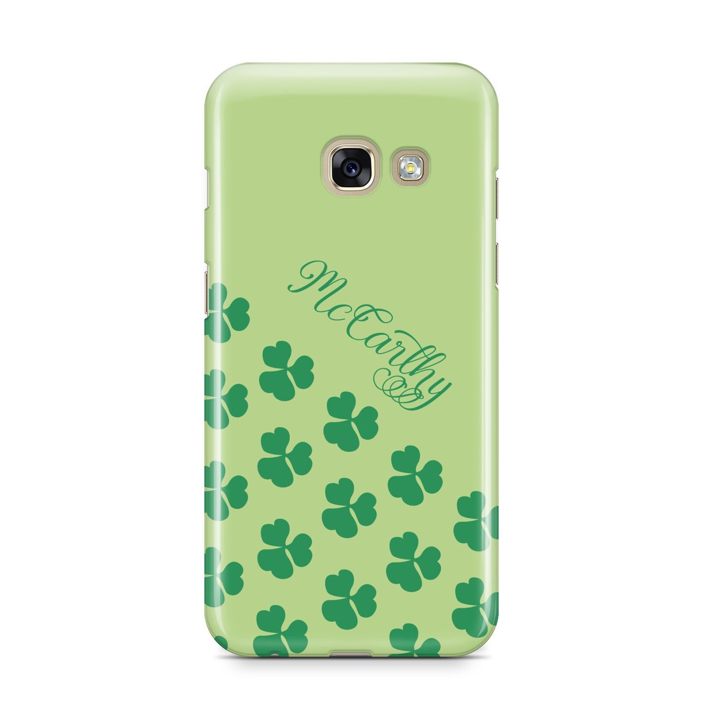 Shamrock Custom Name Samsung Galaxy A3 2017 Case on gold phone