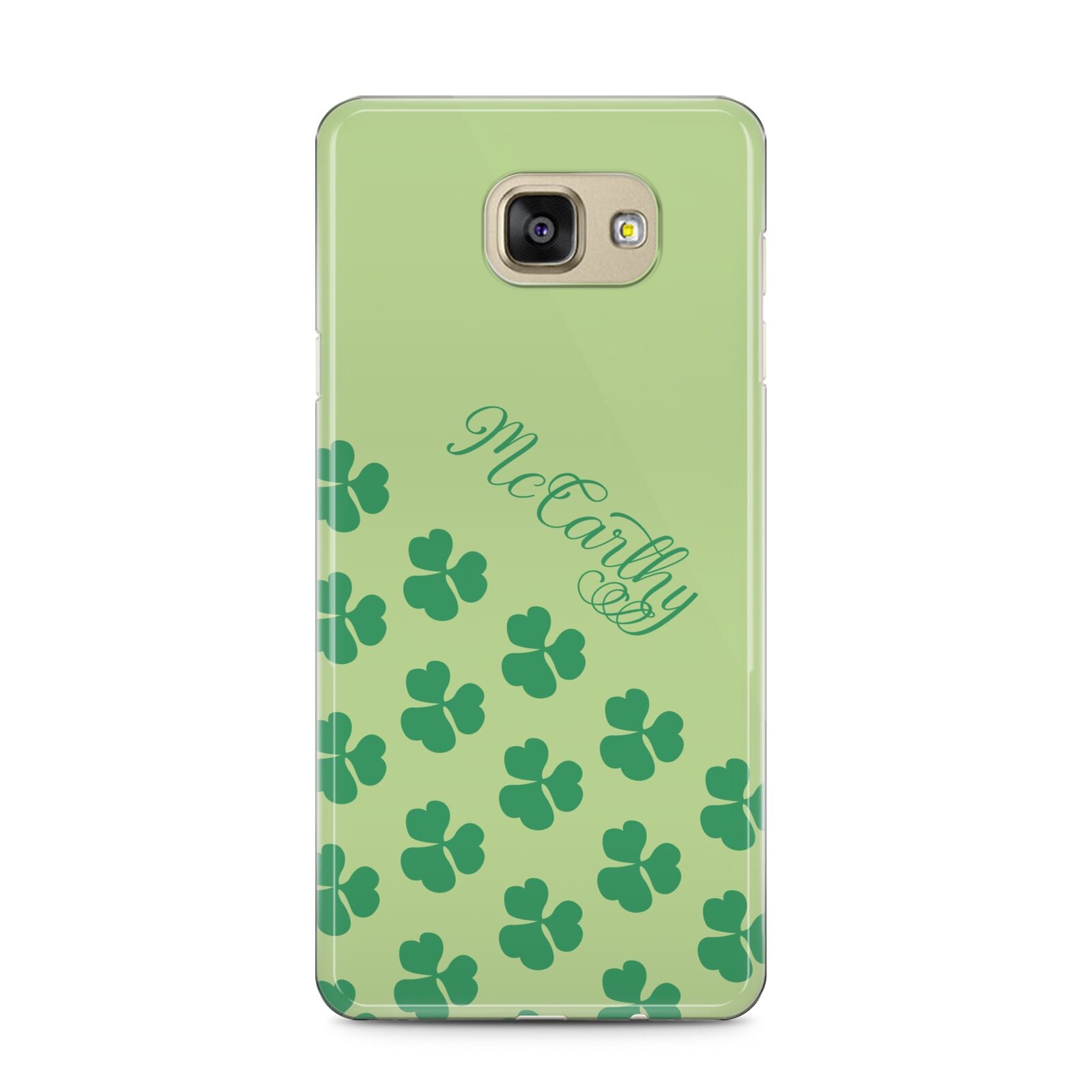 Shamrock Custom Name Samsung Galaxy A5 2016 Case on gold phone