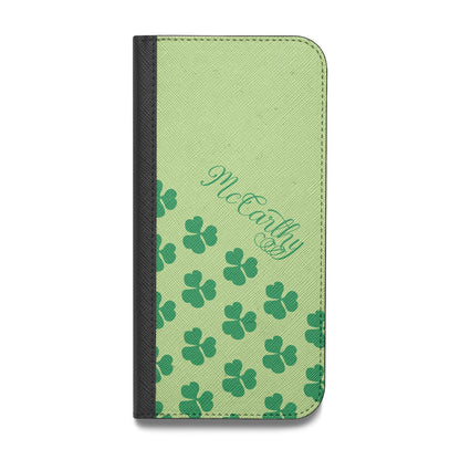 Shamrock Custom Name Vegan Leather Flip iPhone Case