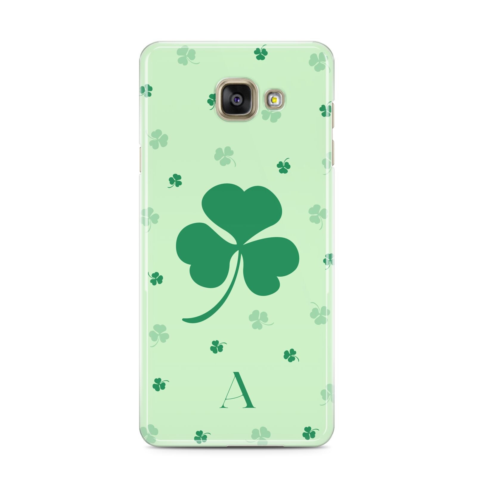 Shamrock Initial Personalised Samsung Galaxy A3 2016 Case on gold phone