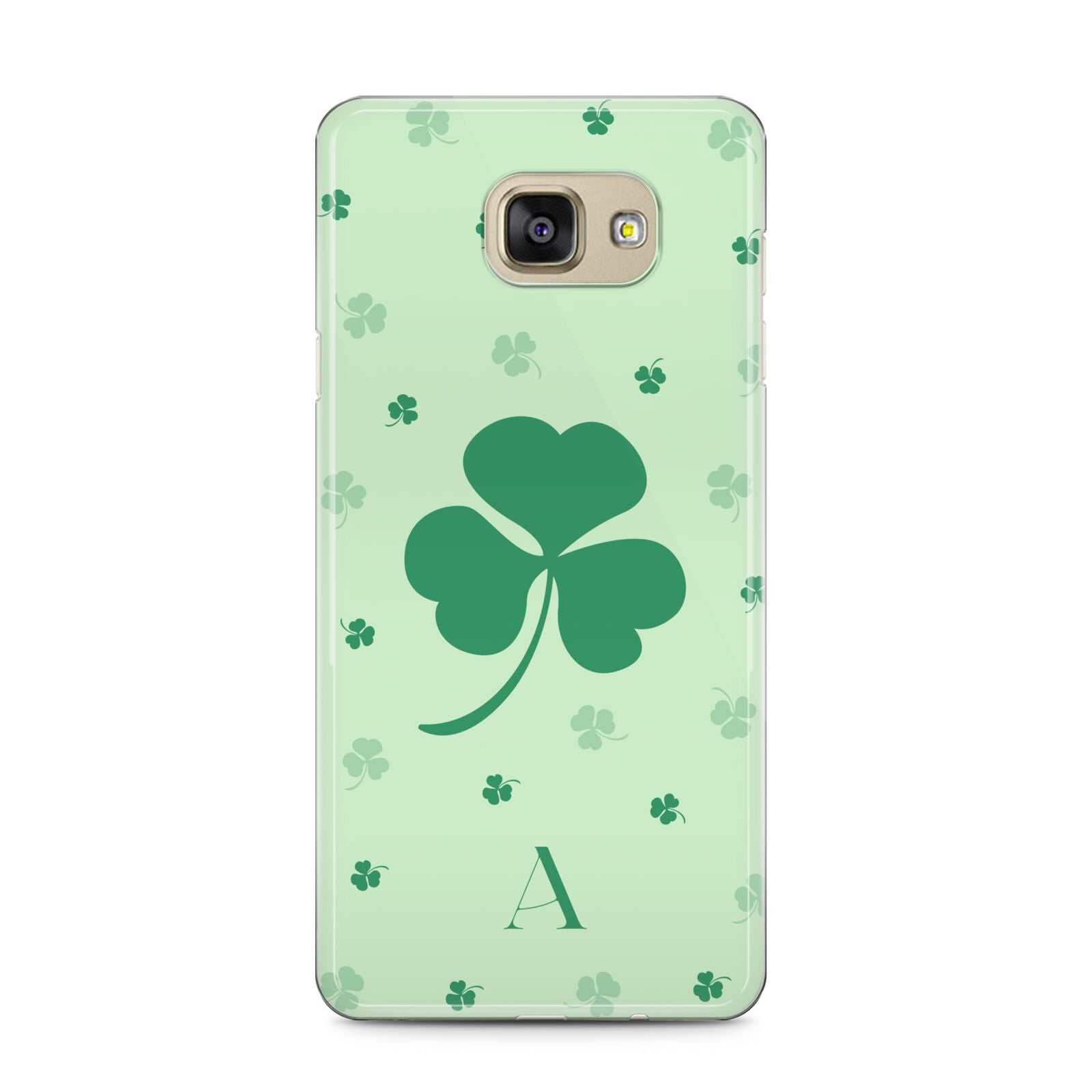 Shamrock Initial Personalised Samsung Galaxy A5 2016 Case on gold phone