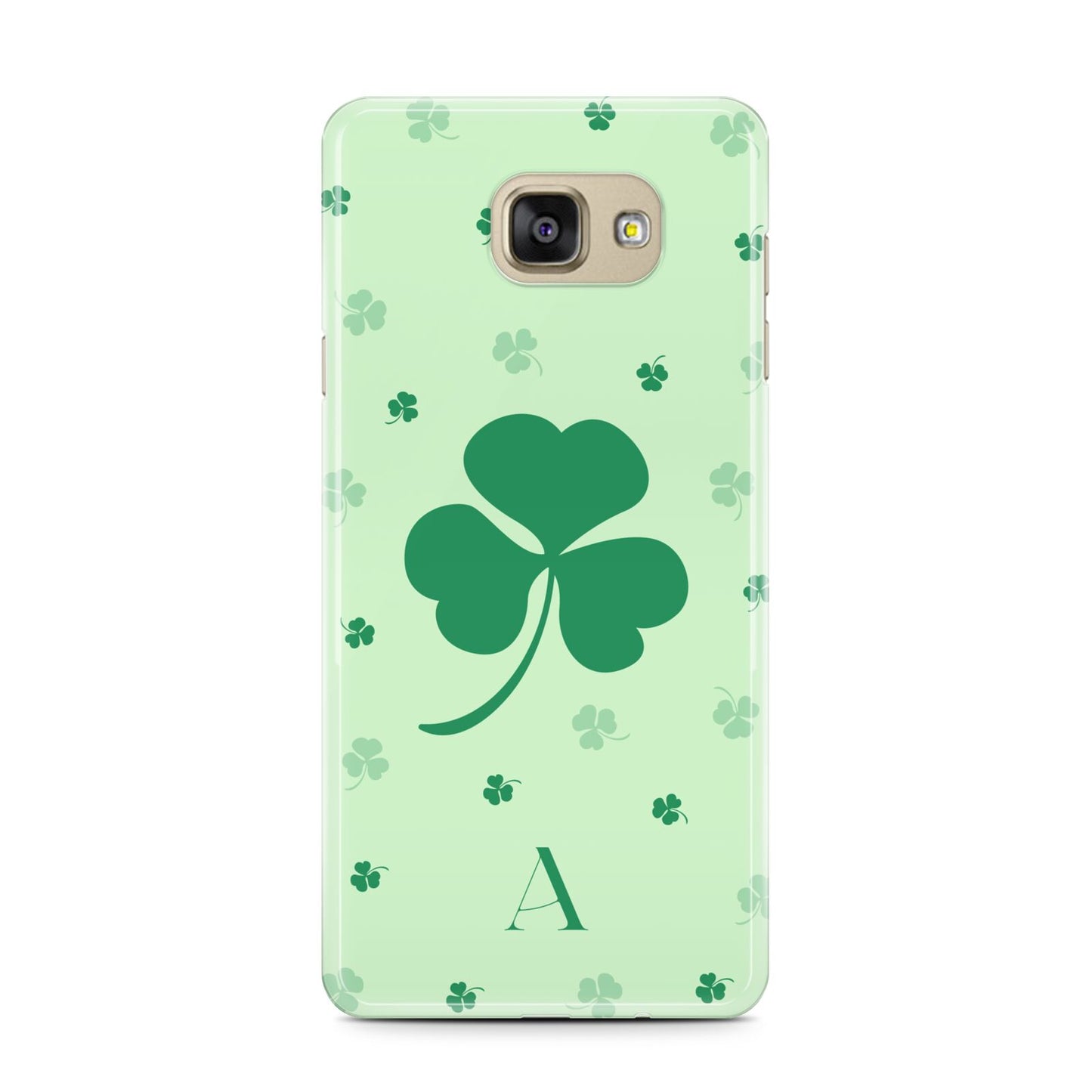 Shamrock Initial Personalised Samsung Galaxy A7 2016 Case on gold phone