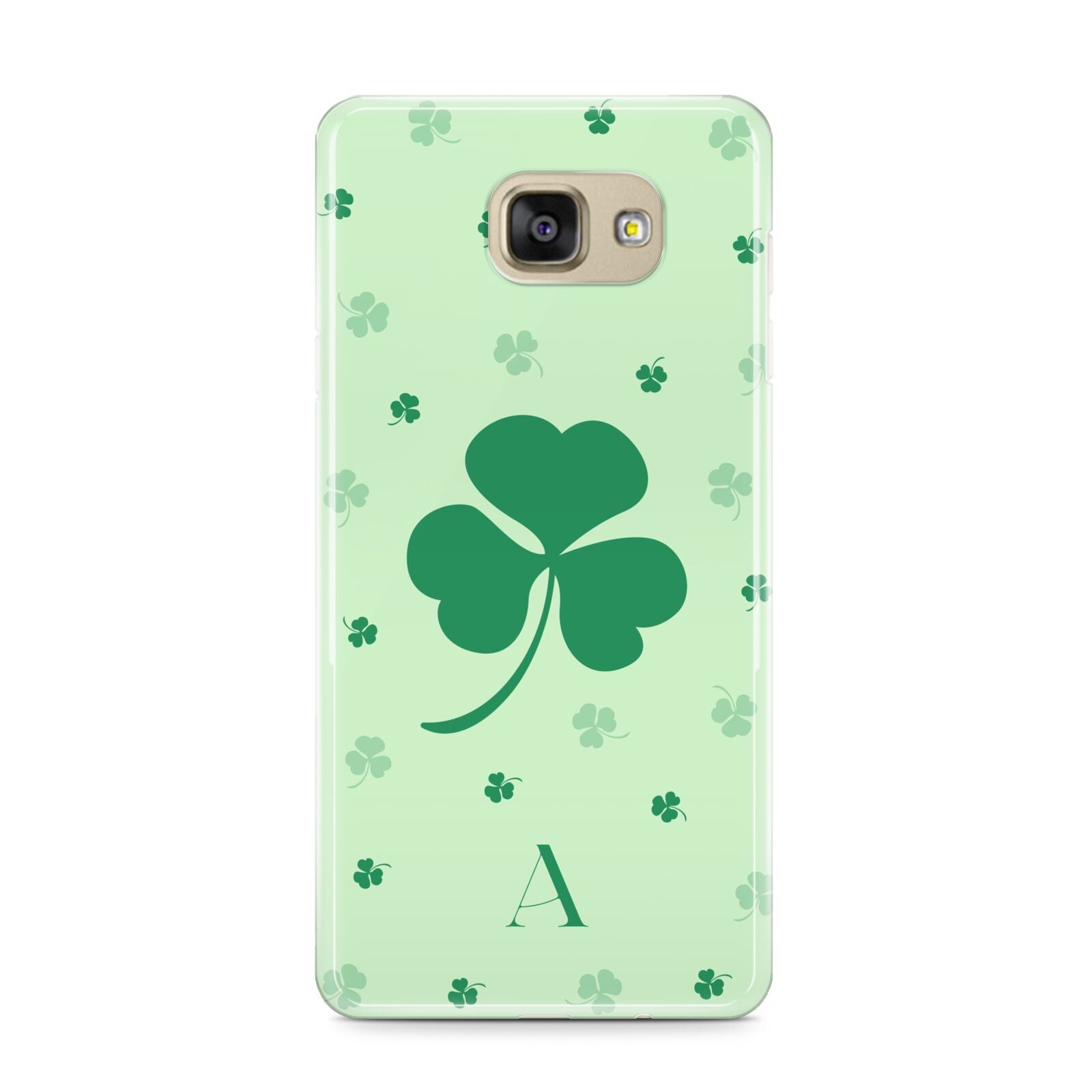 Shamrock Initial Personalised Samsung Galaxy A9 2016 Case on gold phone