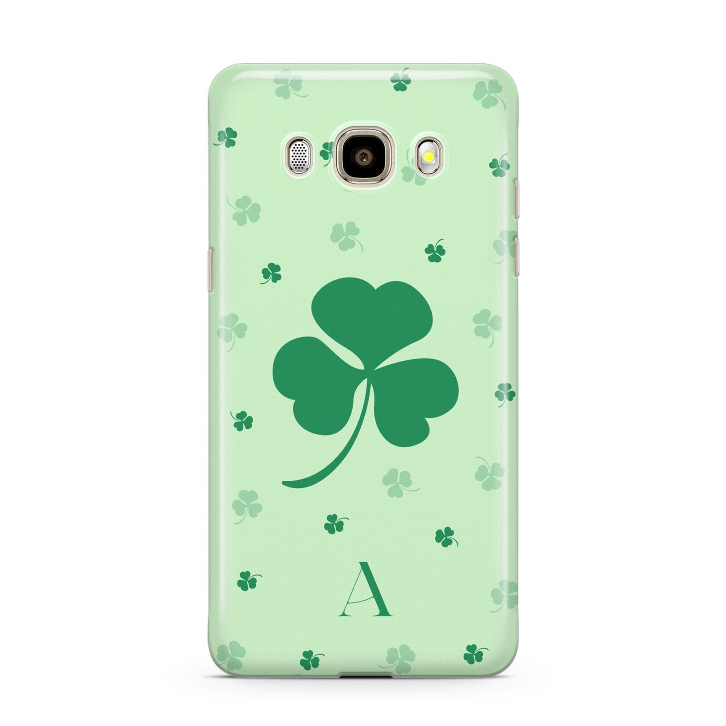 Shamrock Initial Personalised Samsung Galaxy J7 2016 Case on gold phone