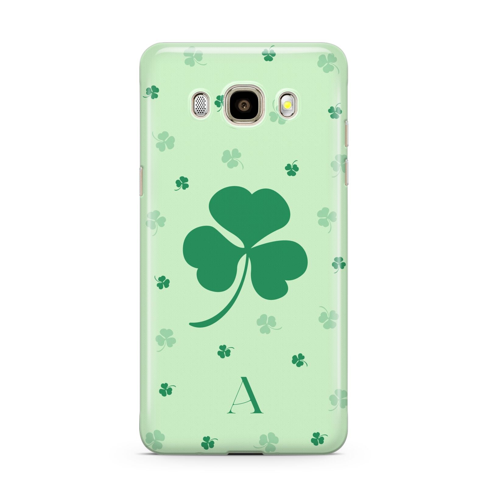 Shamrock Initial Personalised Samsung Galaxy J7 2016 Case on gold phone