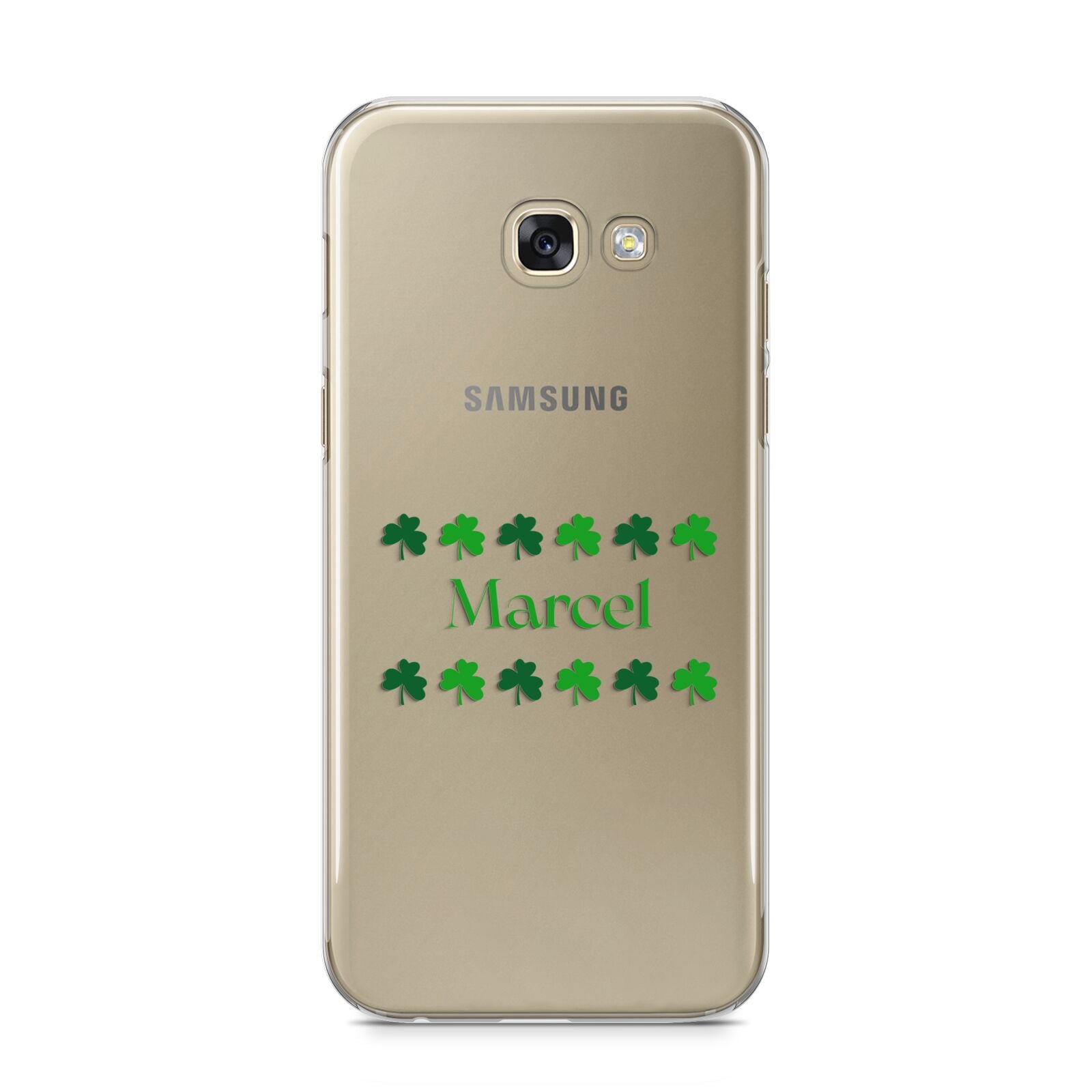 Shamrock Personalised Name Samsung Galaxy A5 2017 Case on gold phone