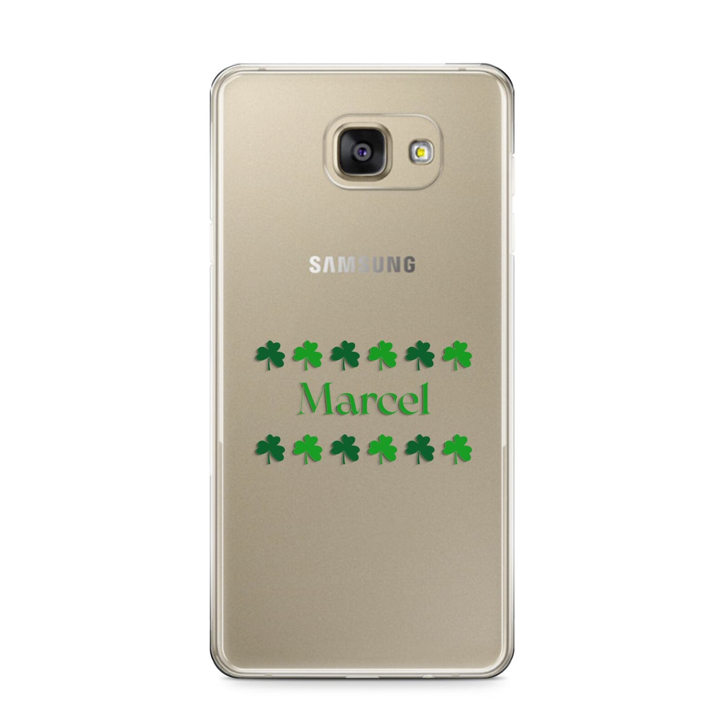 Shamrock Personalised Name Samsung Galaxy A9 2016 Case on gold phone