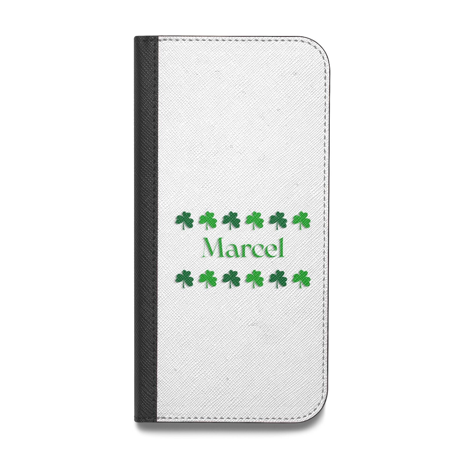 Shamrock Personalised Name Vegan Leather Flip iPhone Case