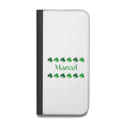 Shamrock Personalised Name Vegan Leather Flip iPhone Case