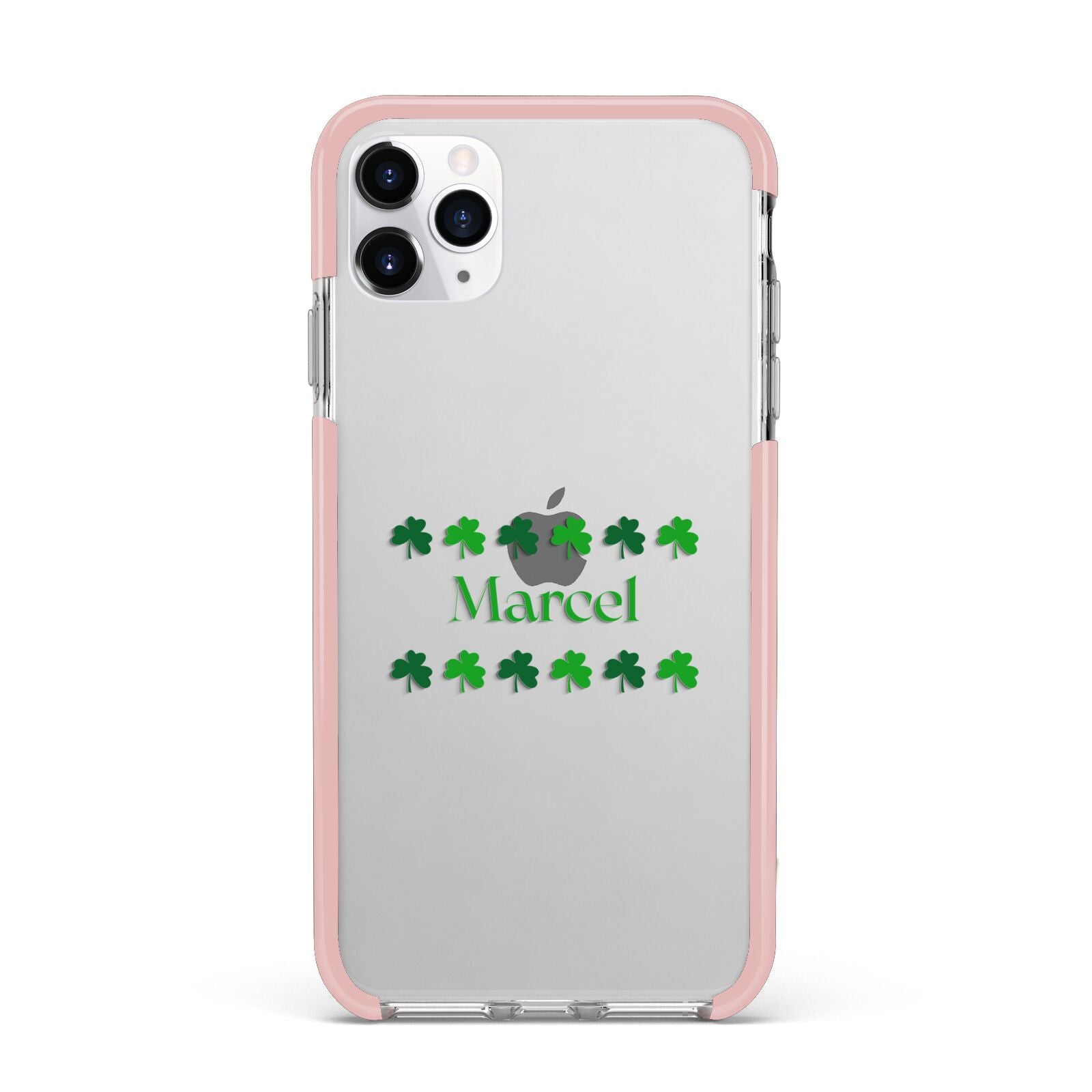 Shamrock Personalised Name iPhone 11 Pro Max Impact Pink Edge Case