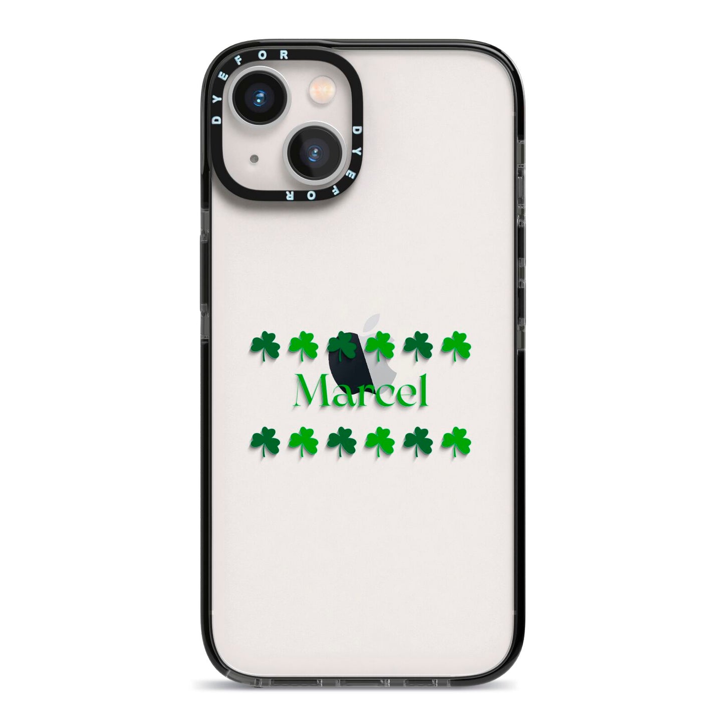 Shamrock Personalised Name iPhone 13 Black Impact Case on Silver phone