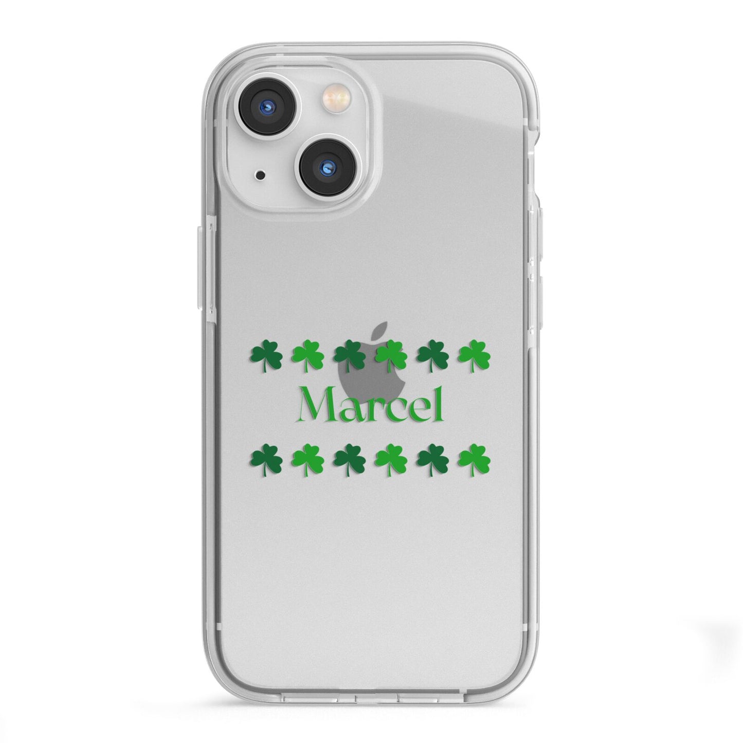 Shamrock Personalised Name iPhone 13 Mini TPU Impact Case with White Edges