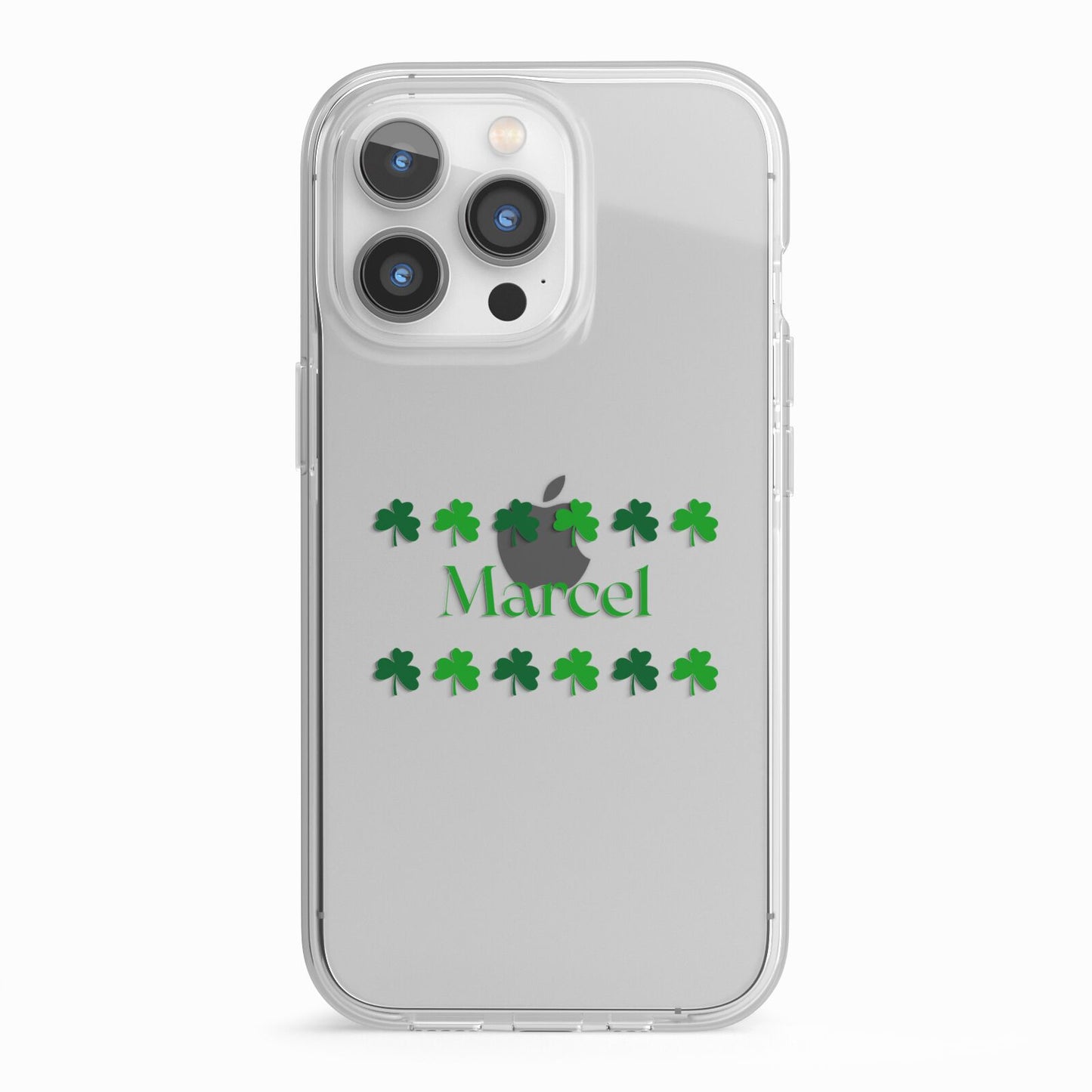 Shamrock Personalised Name iPhone 13 Pro TPU Impact Case with White Edges