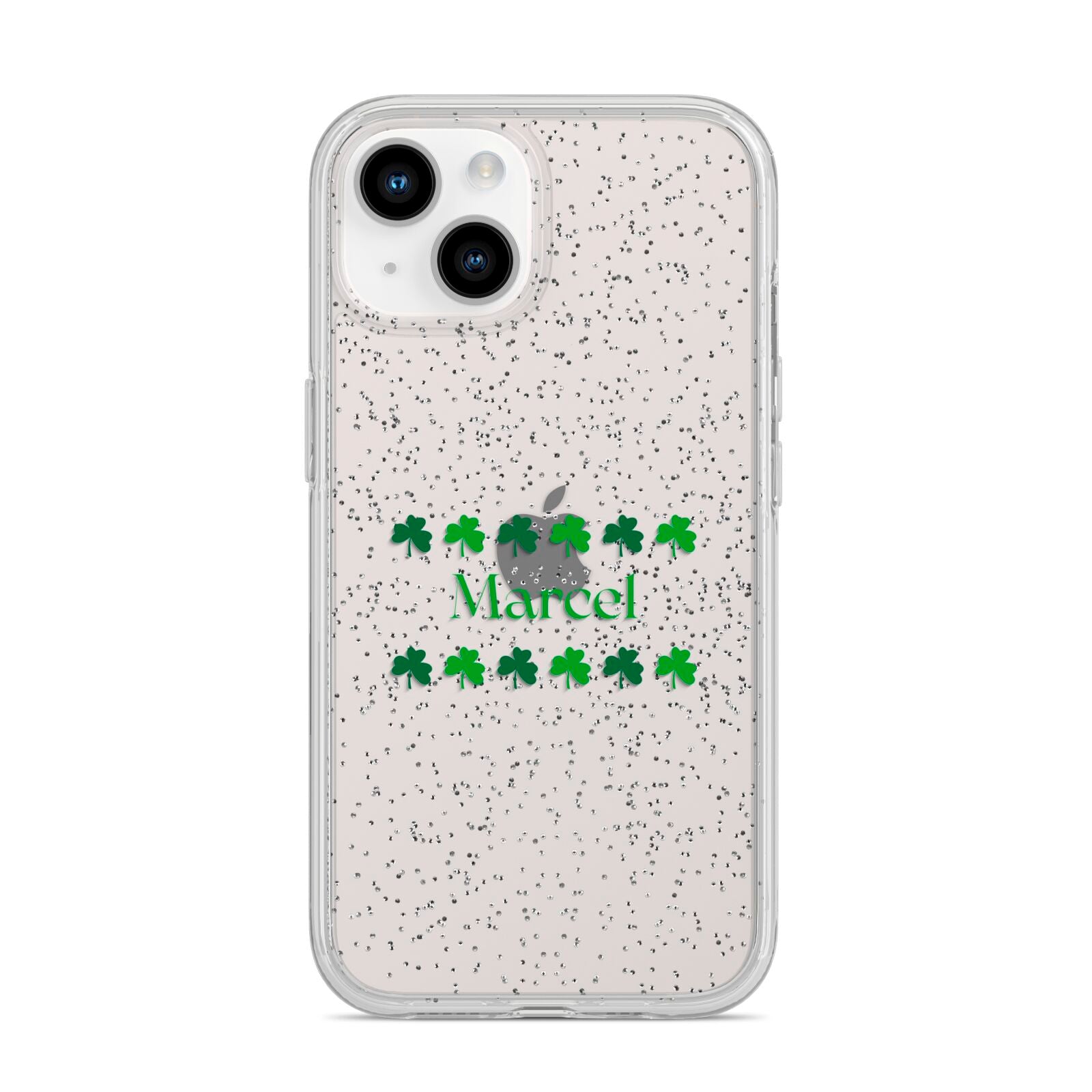 Shamrock Personalised Name iPhone 14 Glitter Tough Case Starlight