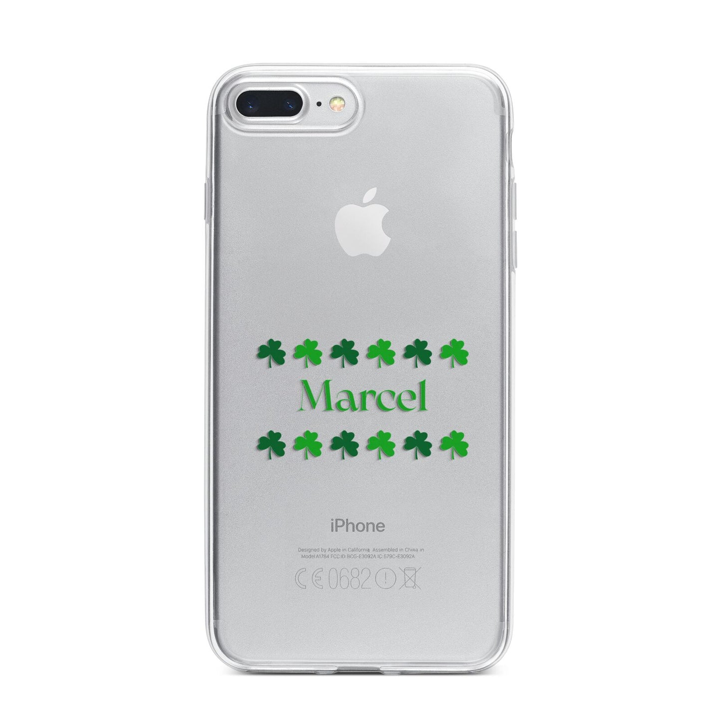 Shamrock Personalised Name iPhone 7 Plus Bumper Case on Silver iPhone