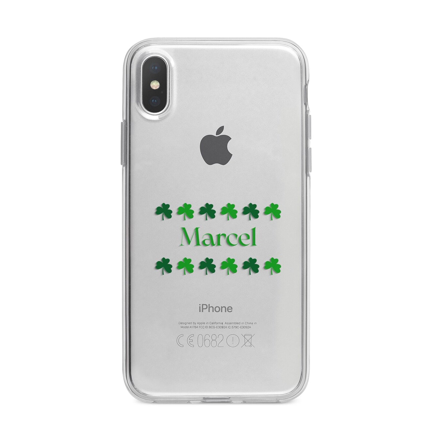 Shamrock Personalised Name iPhone X Bumper Case on Silver iPhone Alternative Image 1