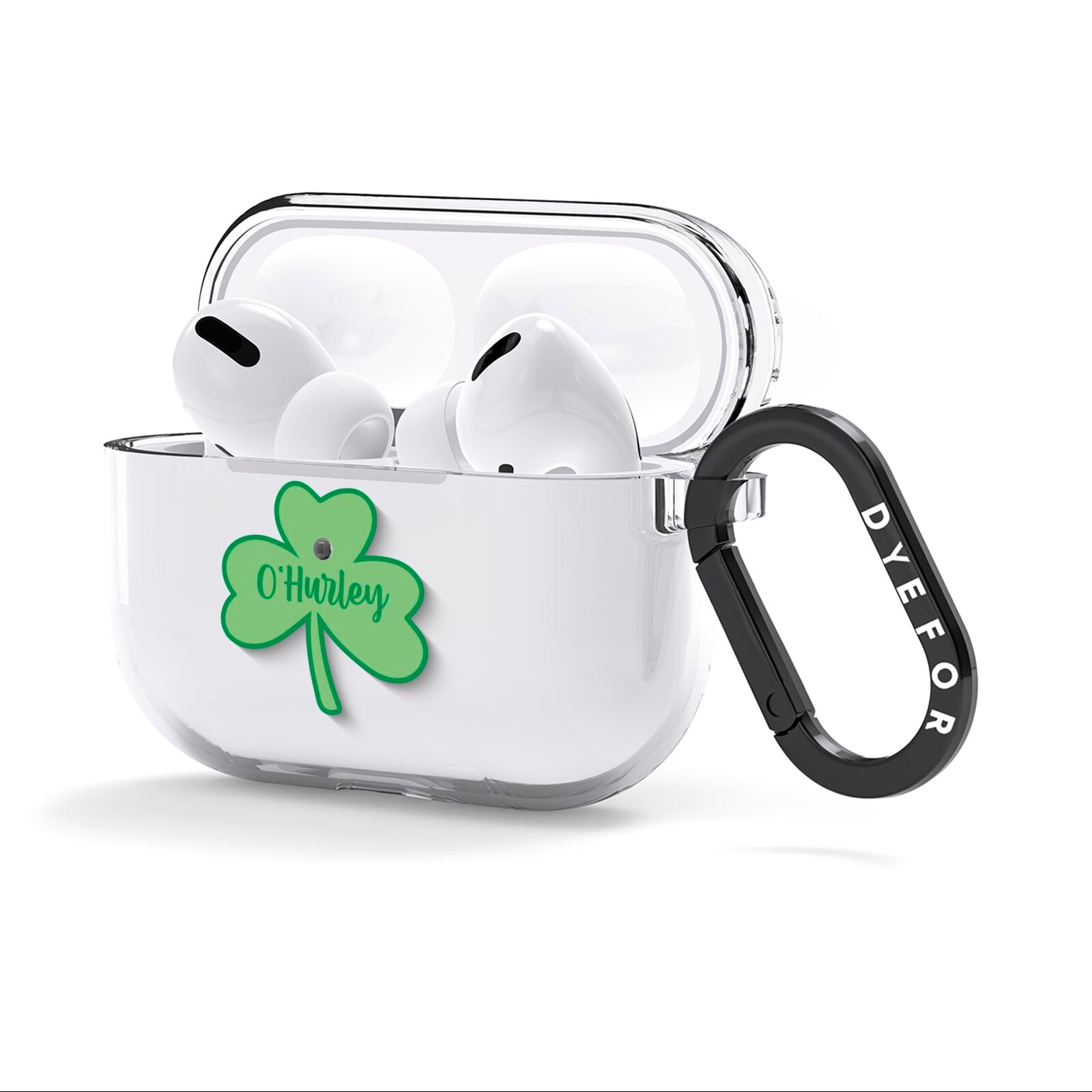 Shamrock with Name AirPods Clear Case 3rd Gen Side Image