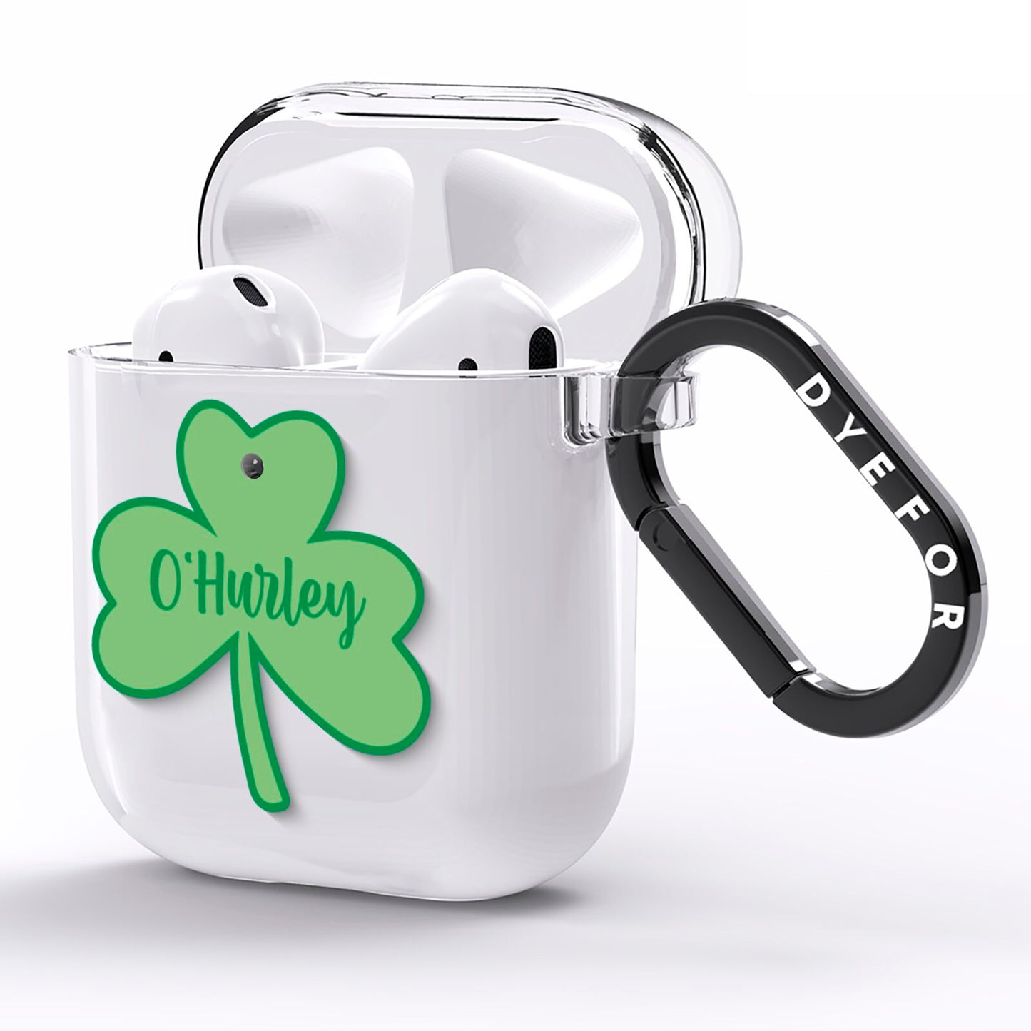 Shamrock with Name AirPods Clear Case Side Image