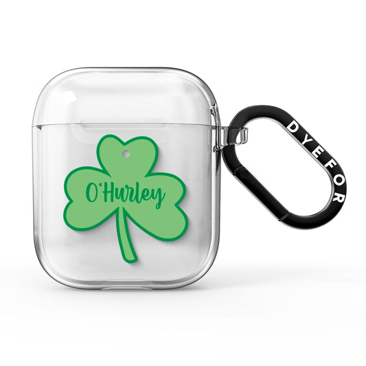 Shamrock with Name AirPods Clear Case