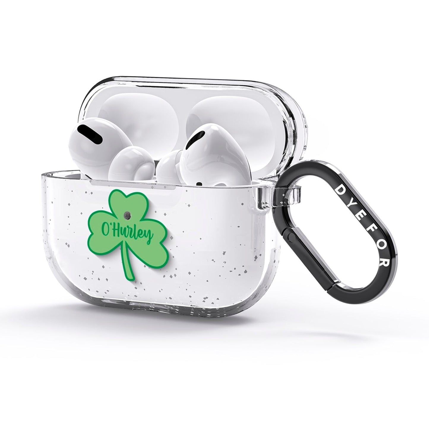 Shamrock with Name AirPods Glitter Case 3rd Gen Side Image