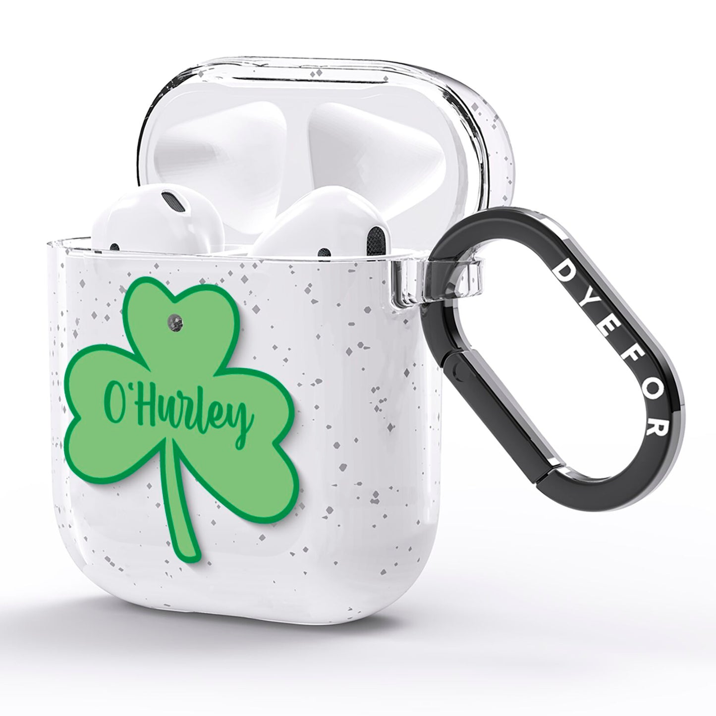 Shamrock with Name AirPods Glitter Case Side Image