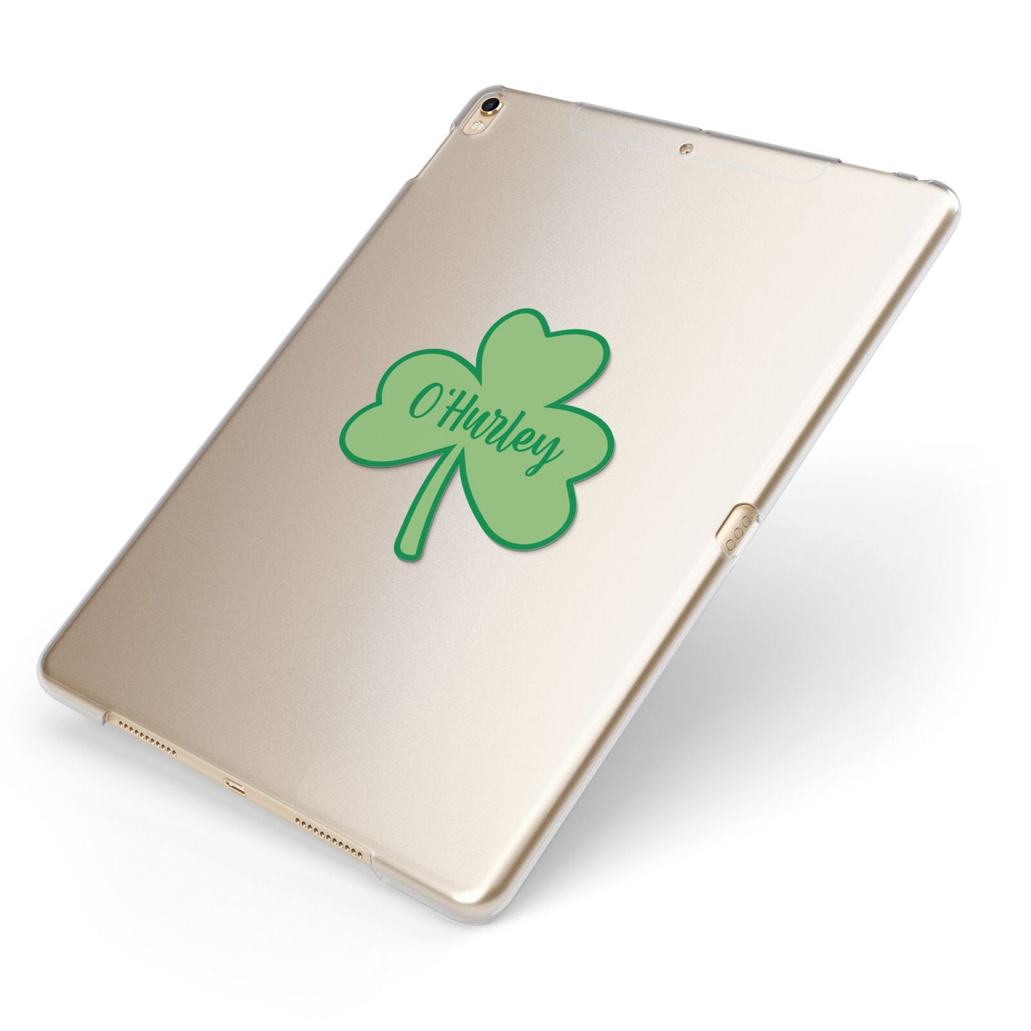 Shamrock with Name Apple iPad Case on Gold iPad Side View