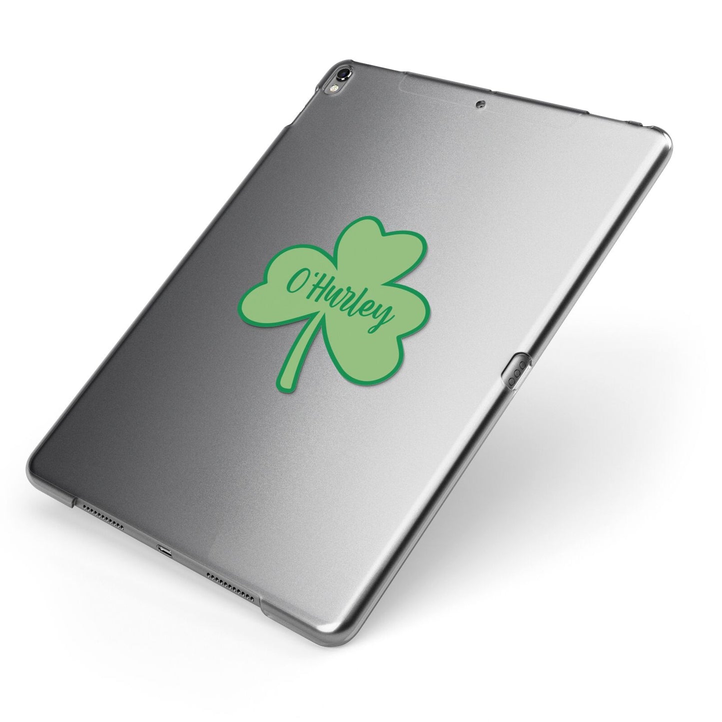 Shamrock with Name Apple iPad Case on Grey iPad Side View