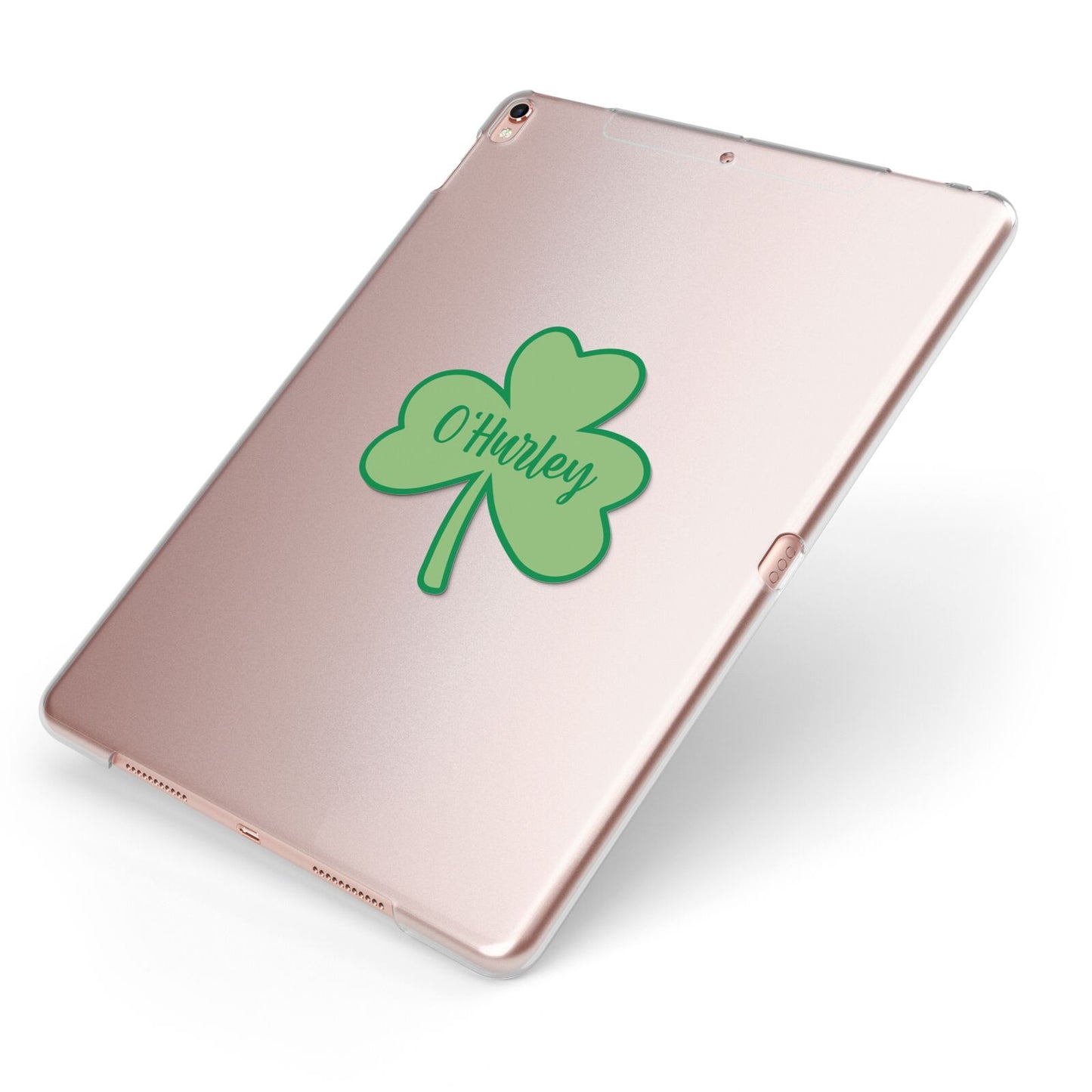 Shamrock with Name Apple iPad Case on Rose Gold iPad Side View