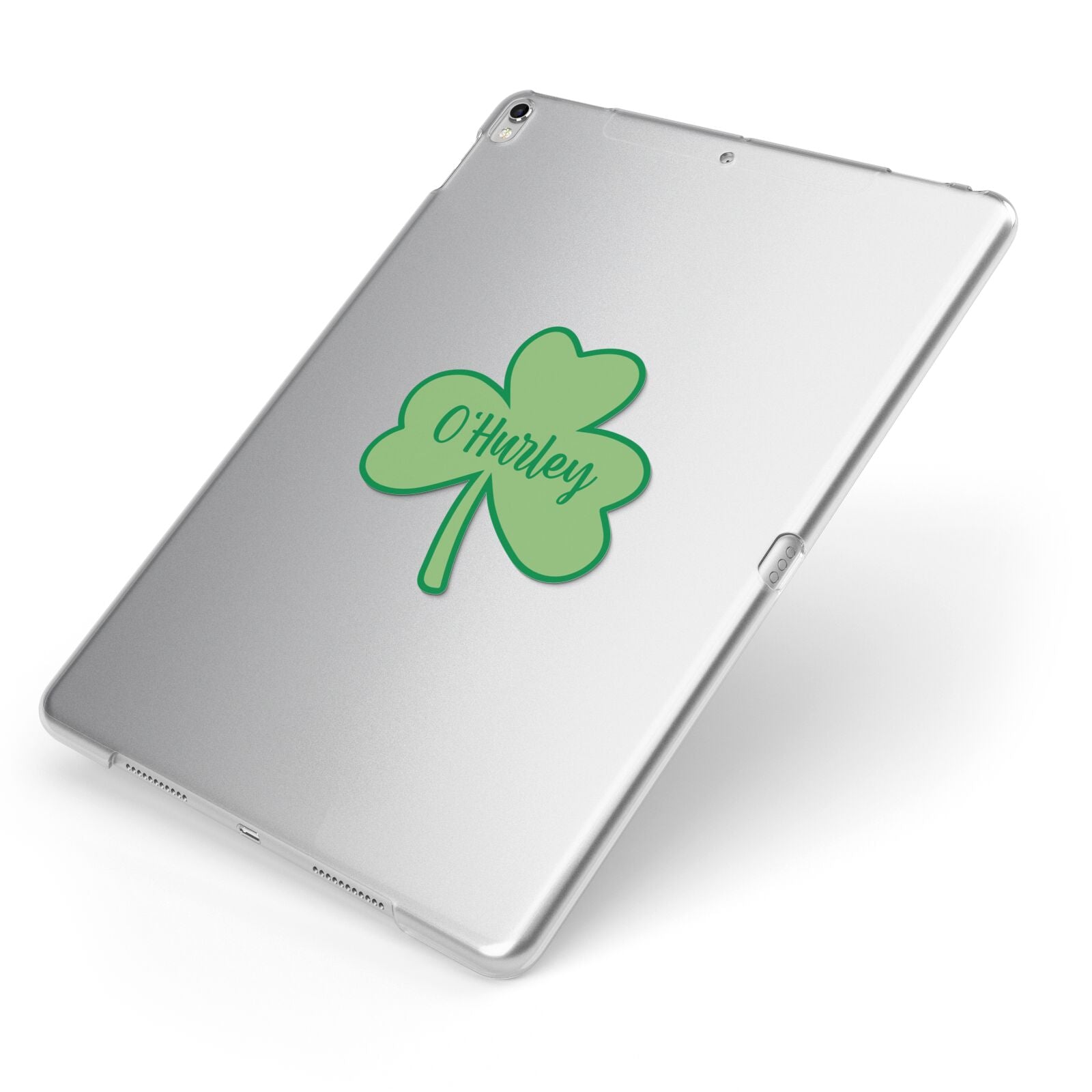 Shamrock with Name Apple iPad Case on Silver iPad Side View