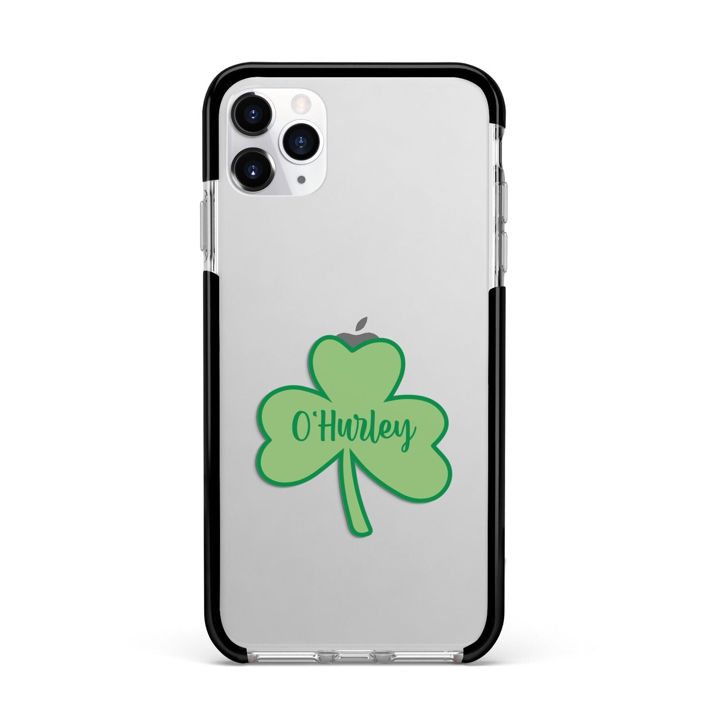 Shamrock with Name Apple iPhone 11 Pro Max in Silver with Black Impact Case