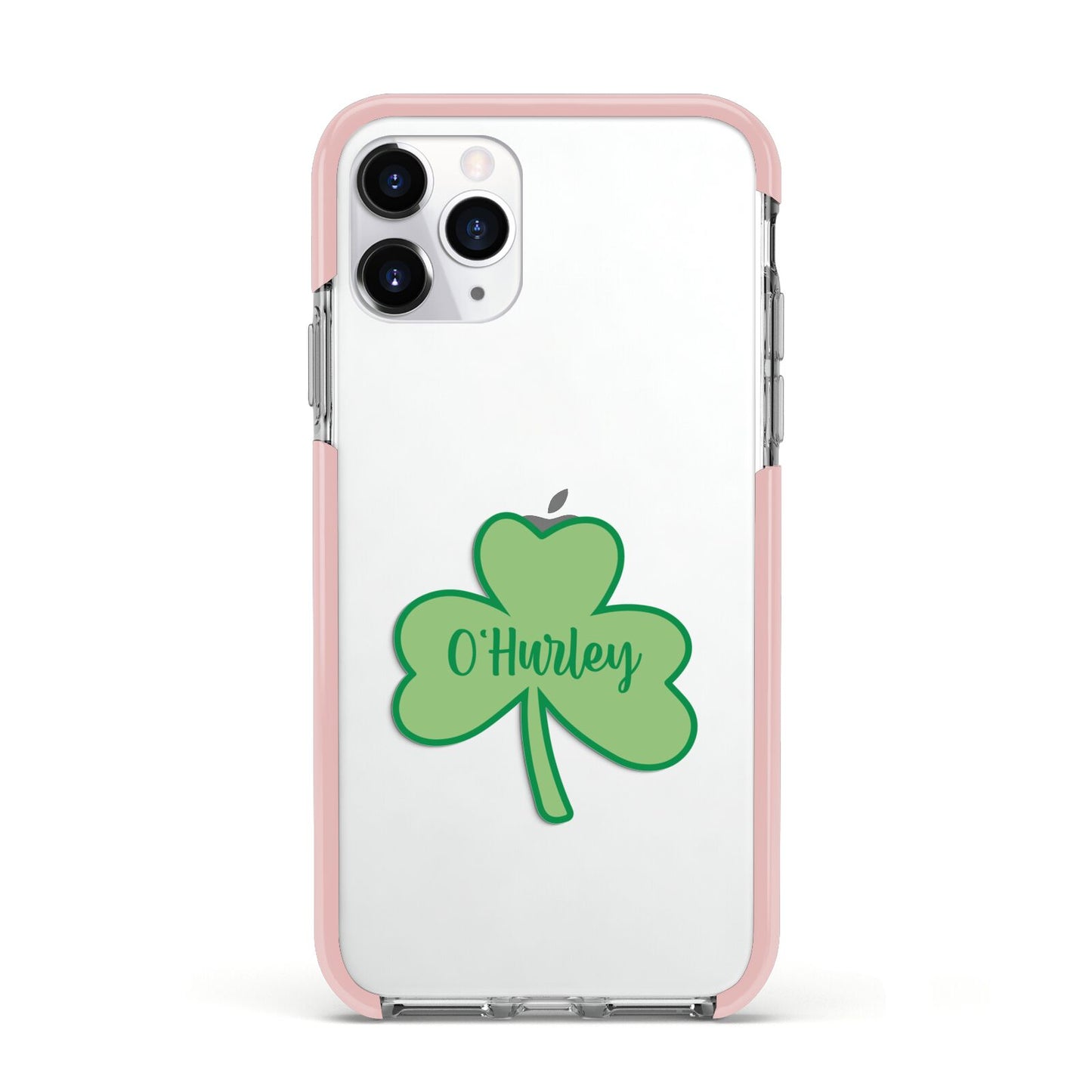 Shamrock with Name Apple iPhone 11 Pro in Silver with Pink Impact Case