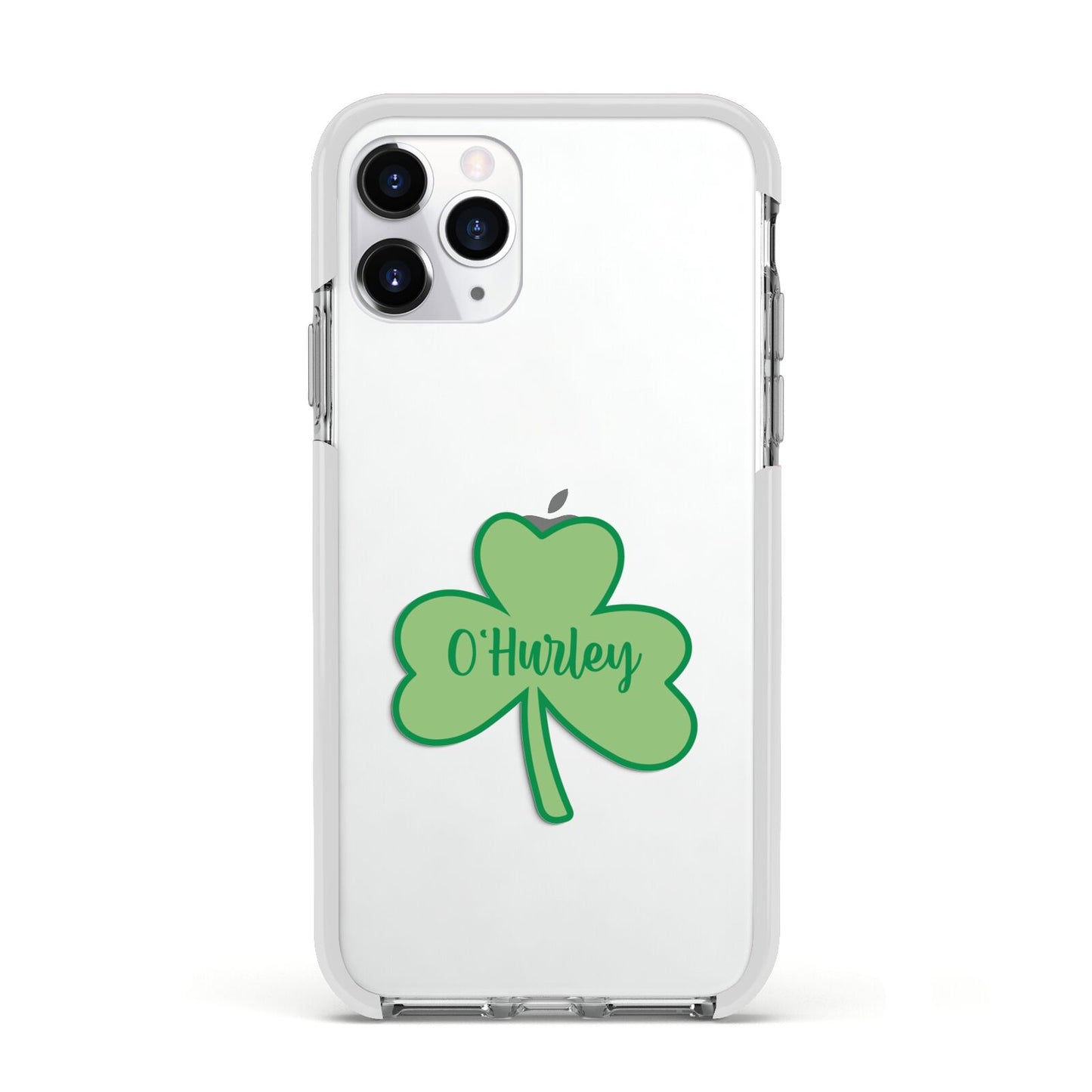 Shamrock with Name Apple iPhone 11 Pro in Silver with White Impact Case