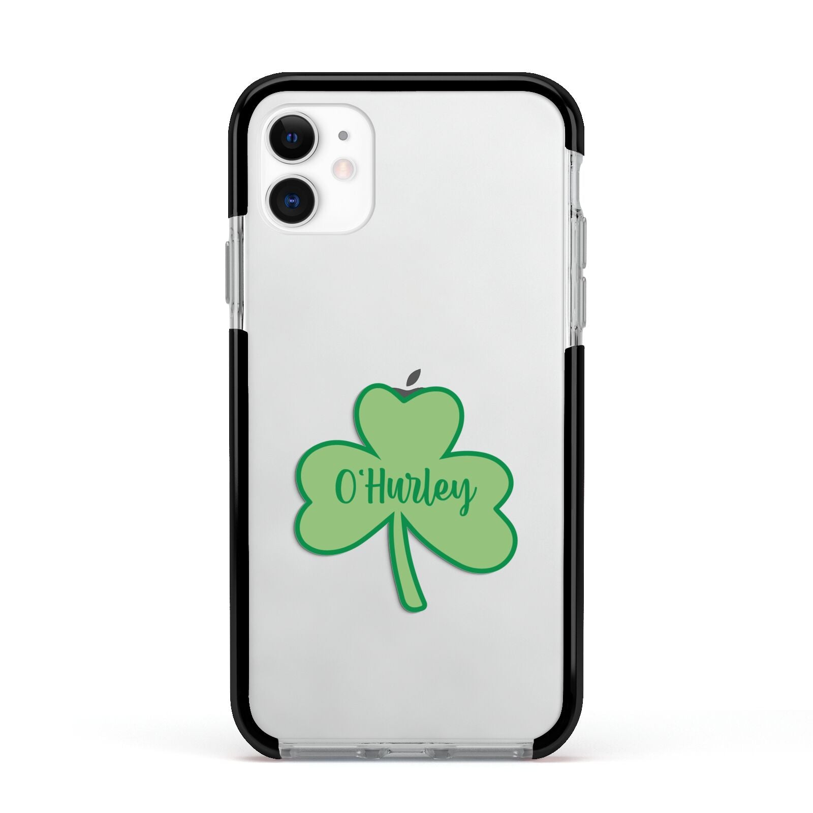 Shamrock with Name Apple iPhone 11 in White with Black Impact Case