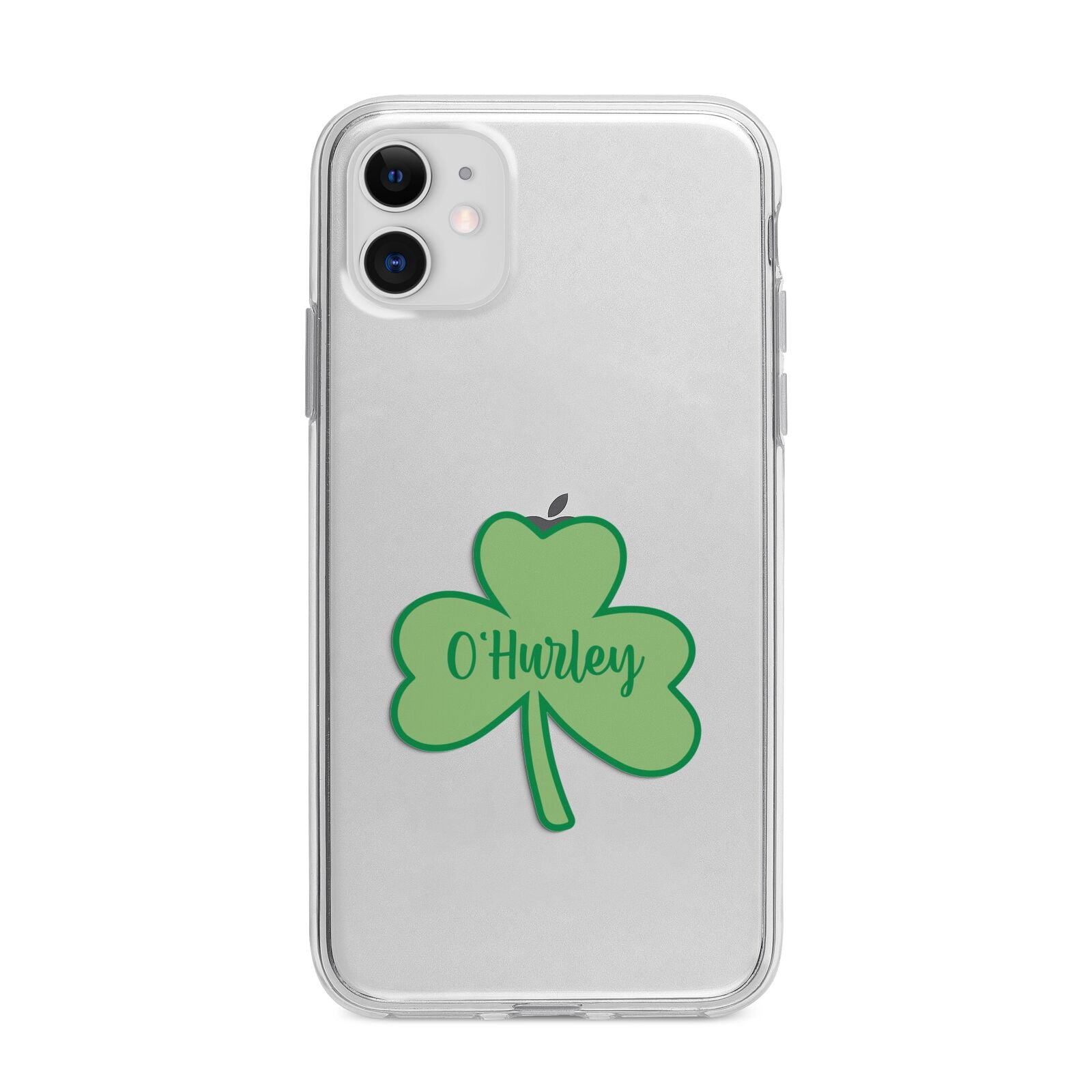 Shamrock with Name Apple iPhone 11 in White with Bumper Case