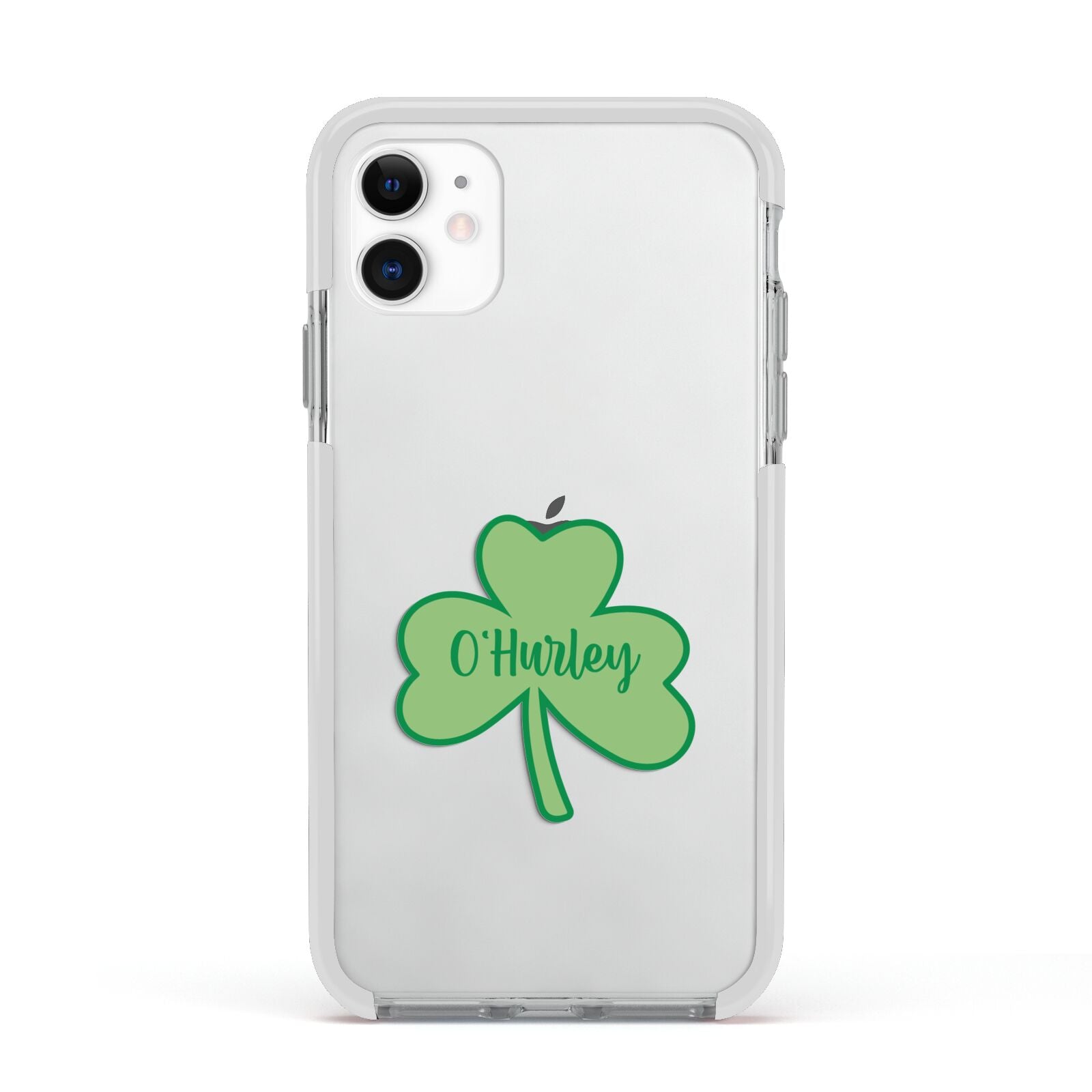 Shamrock with Name Apple iPhone 11 in White with White Impact Case