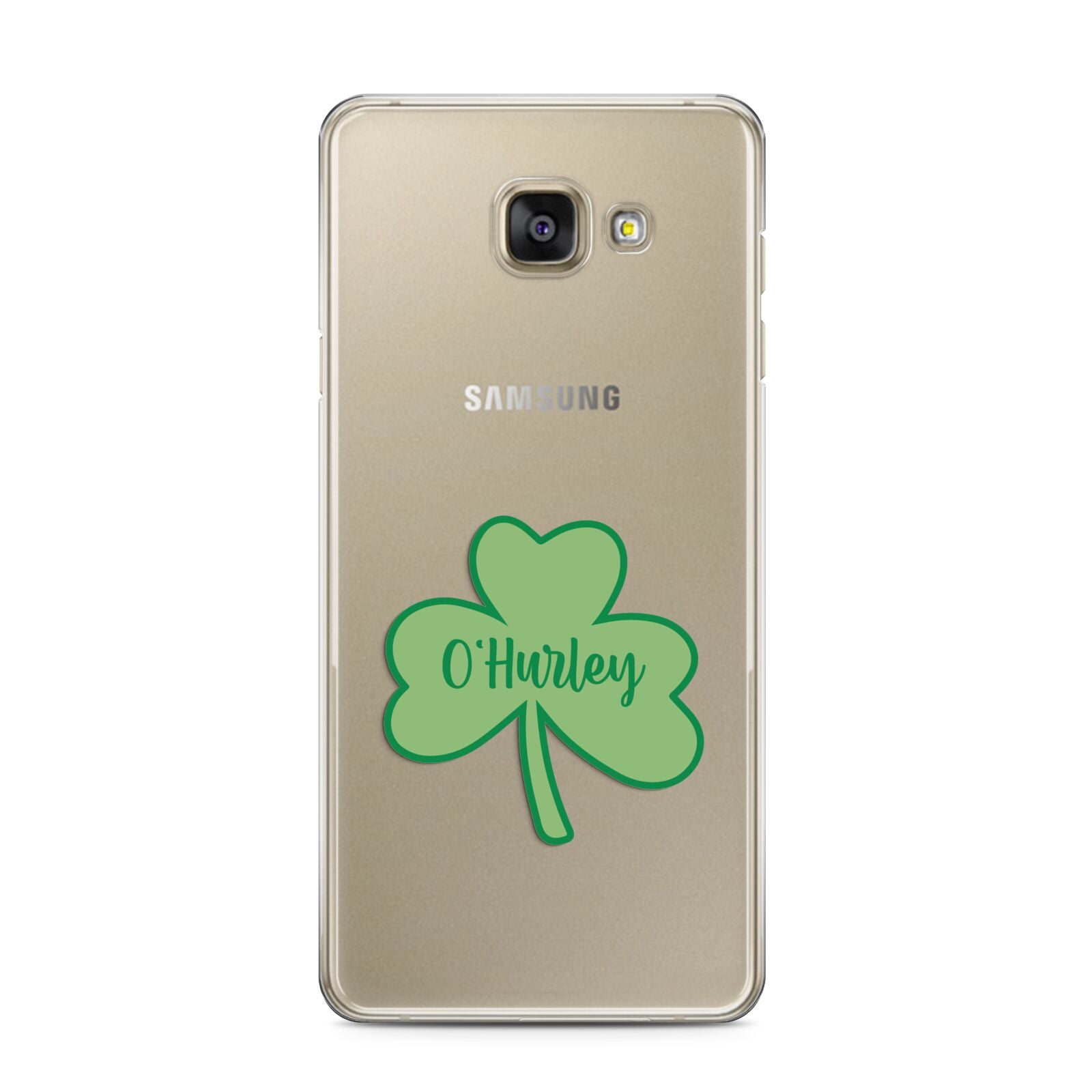 Shamrock with Name Samsung Galaxy A3 2016 Case on gold phone