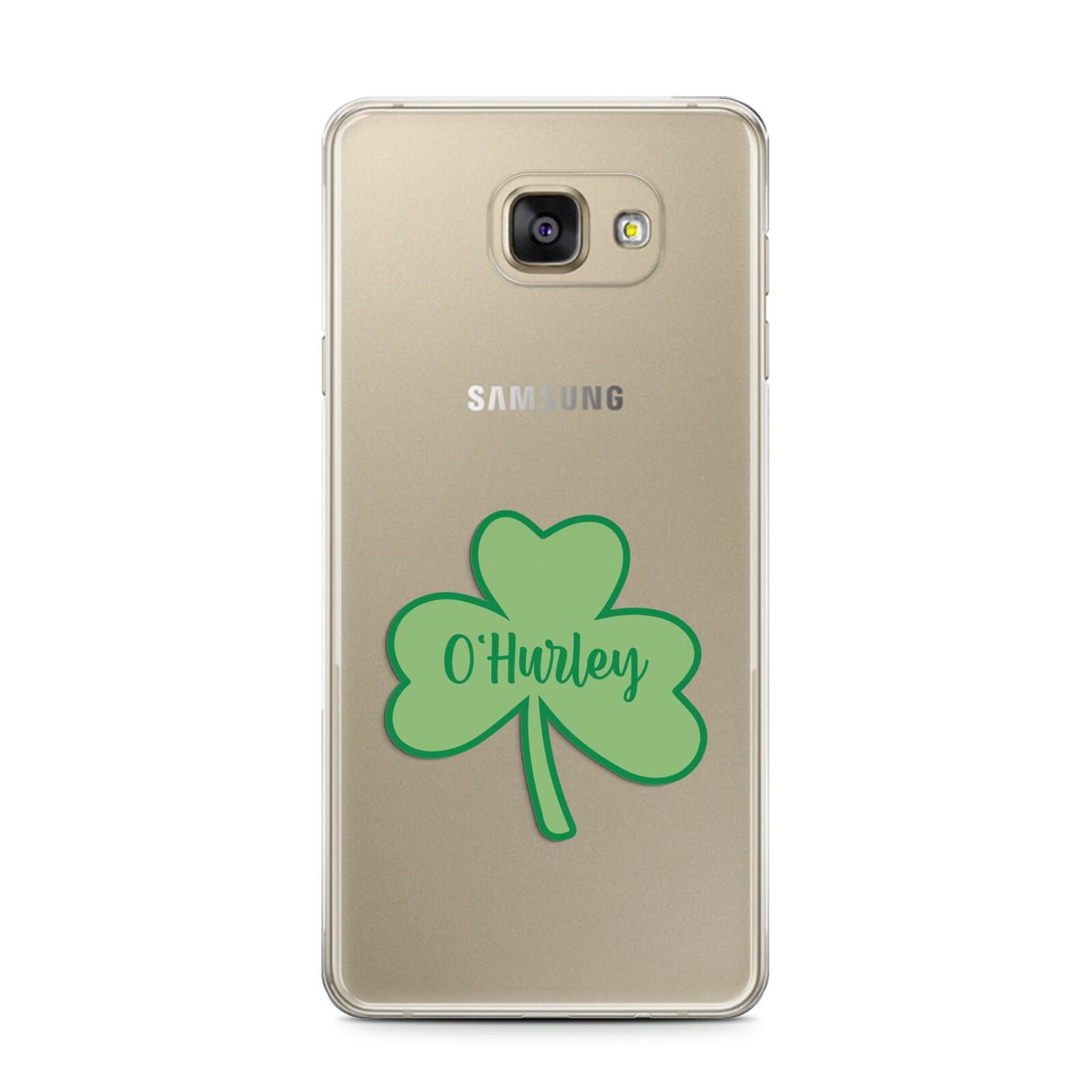 Shamrock with Name Samsung Galaxy A7 2016 Case on gold phone