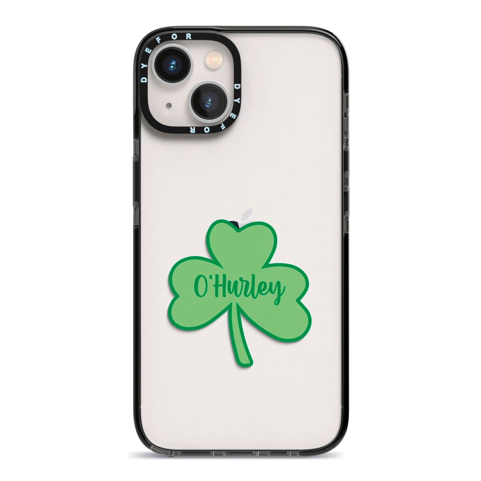 Shamrock with Name iPhone 13 Black Impact Case on Silver phone