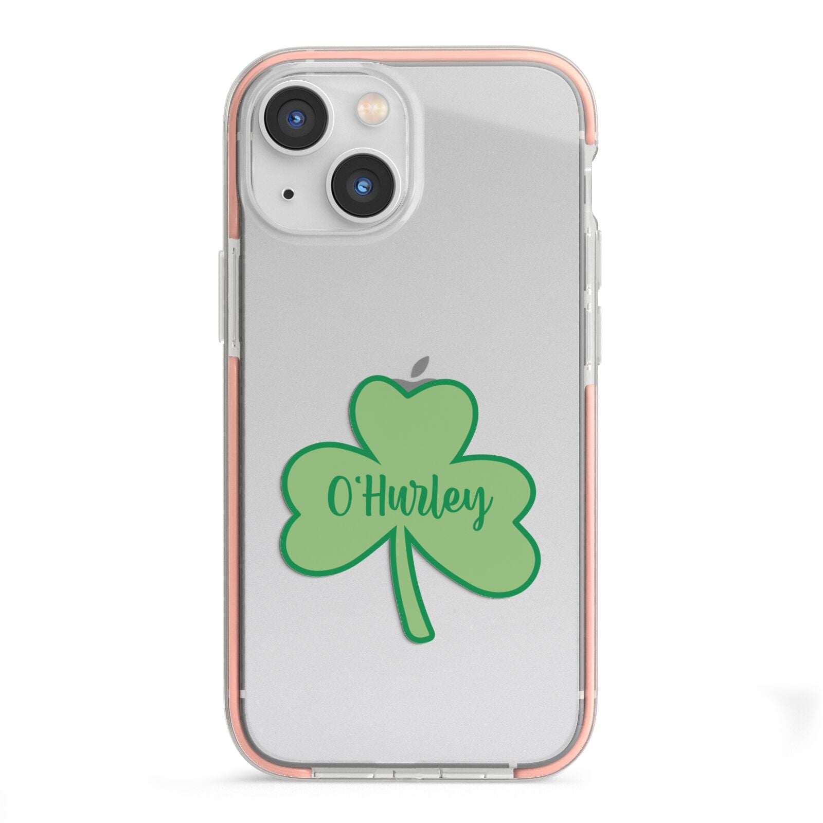 Shamrock with Name iPhone 13 Mini TPU Impact Case with Pink Edges