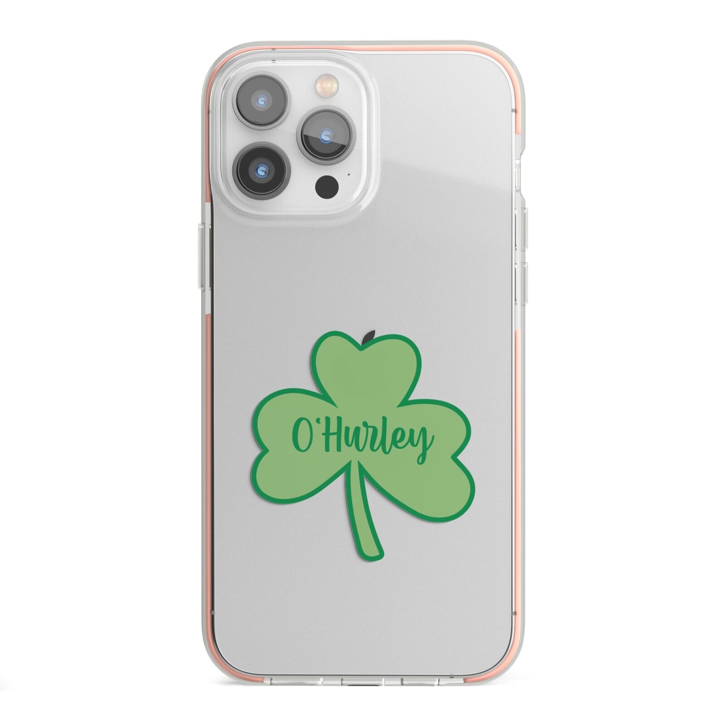 Shamrock with Name iPhone 13 Pro Max TPU Impact Case with Pink Edges