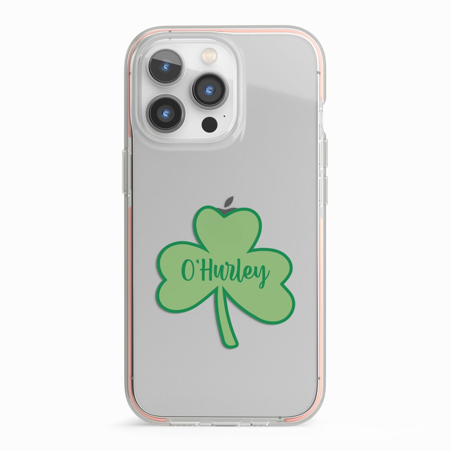 Shamrock with Name iPhone 13 Pro TPU Impact Case with Pink Edges