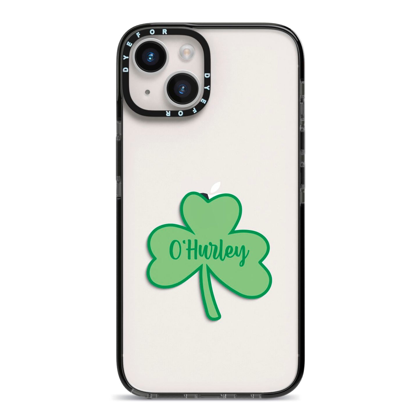 Shamrock with Name iPhone 14 Black Impact Case on Silver phone