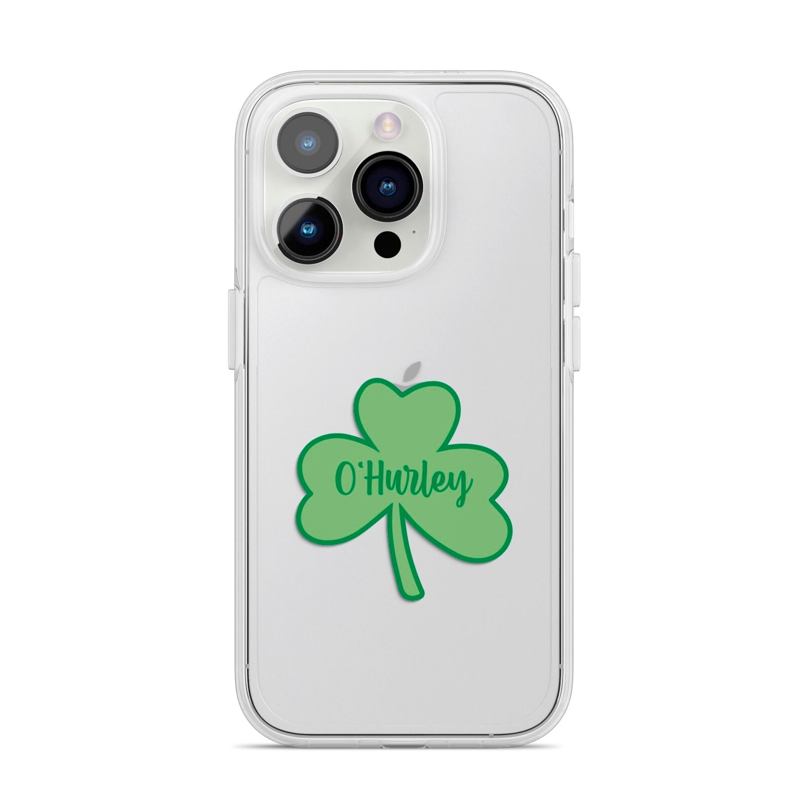 Shamrock with Name iPhone 14 Pro Clear Tough Case Silver