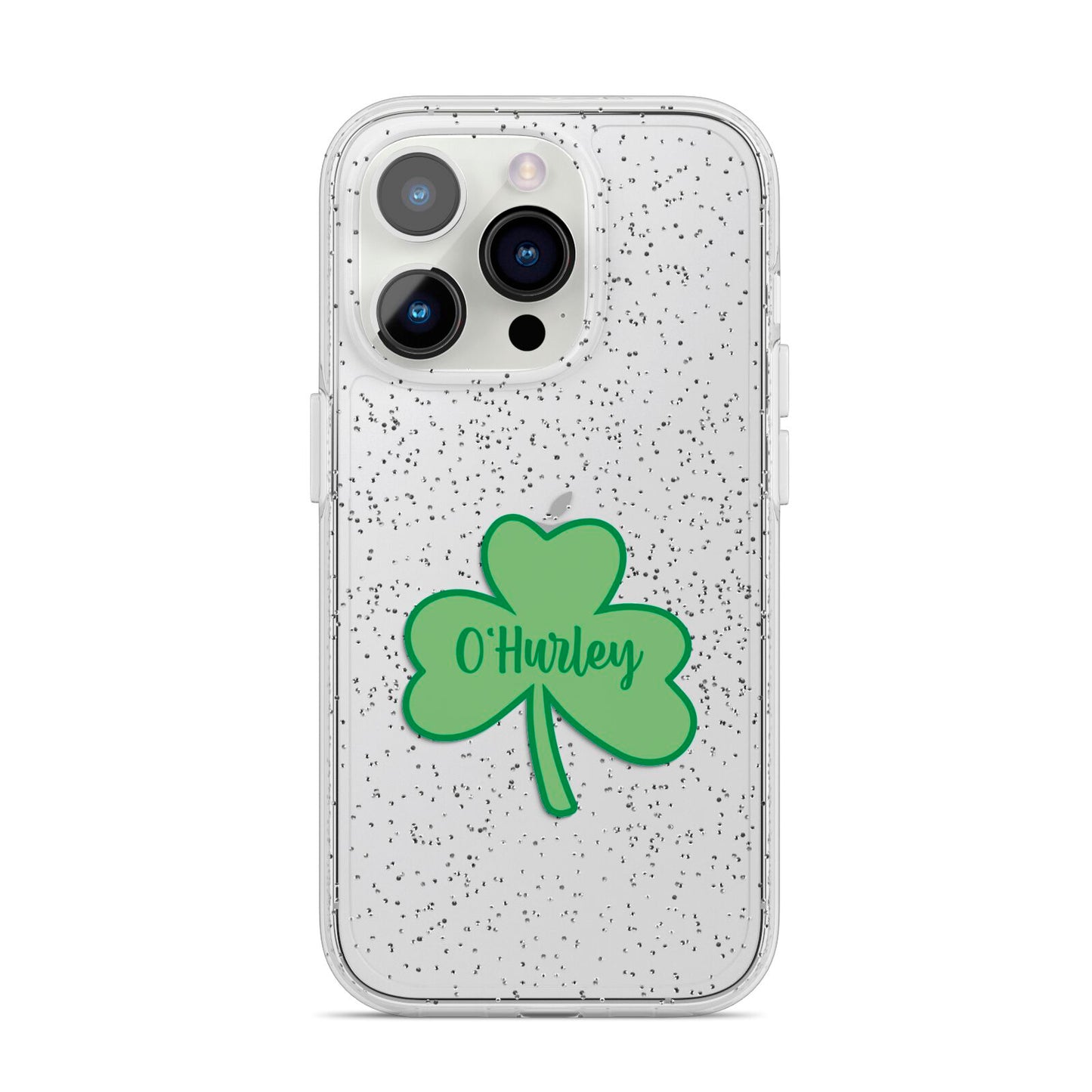 Shamrock with Name iPhone 14 Pro Glitter Tough Case Silver