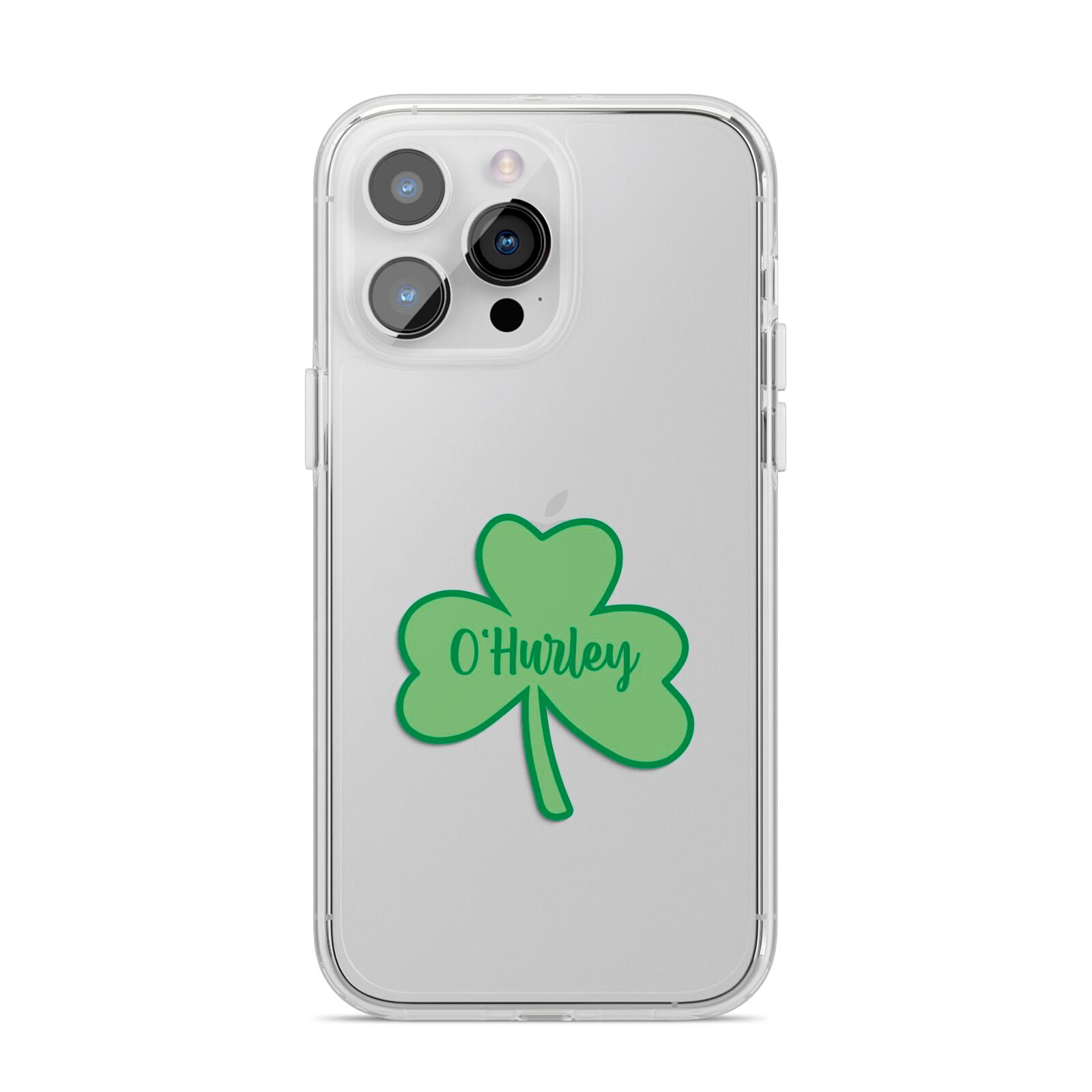 Shamrock with Name iPhone 14 Pro Max Clear Tough Case Silver