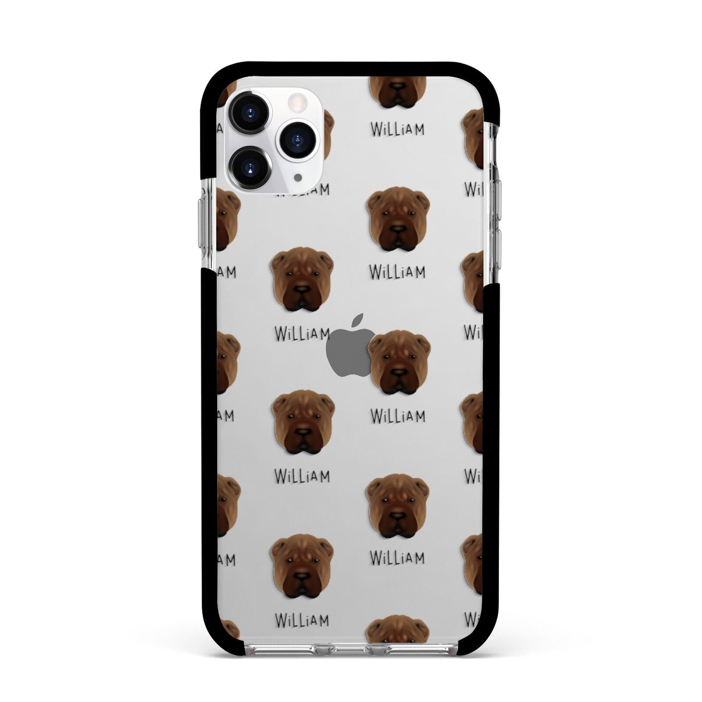 Shar Pei Icon with Name Apple iPhone 11 Pro Max in Silver with Black Impact Case