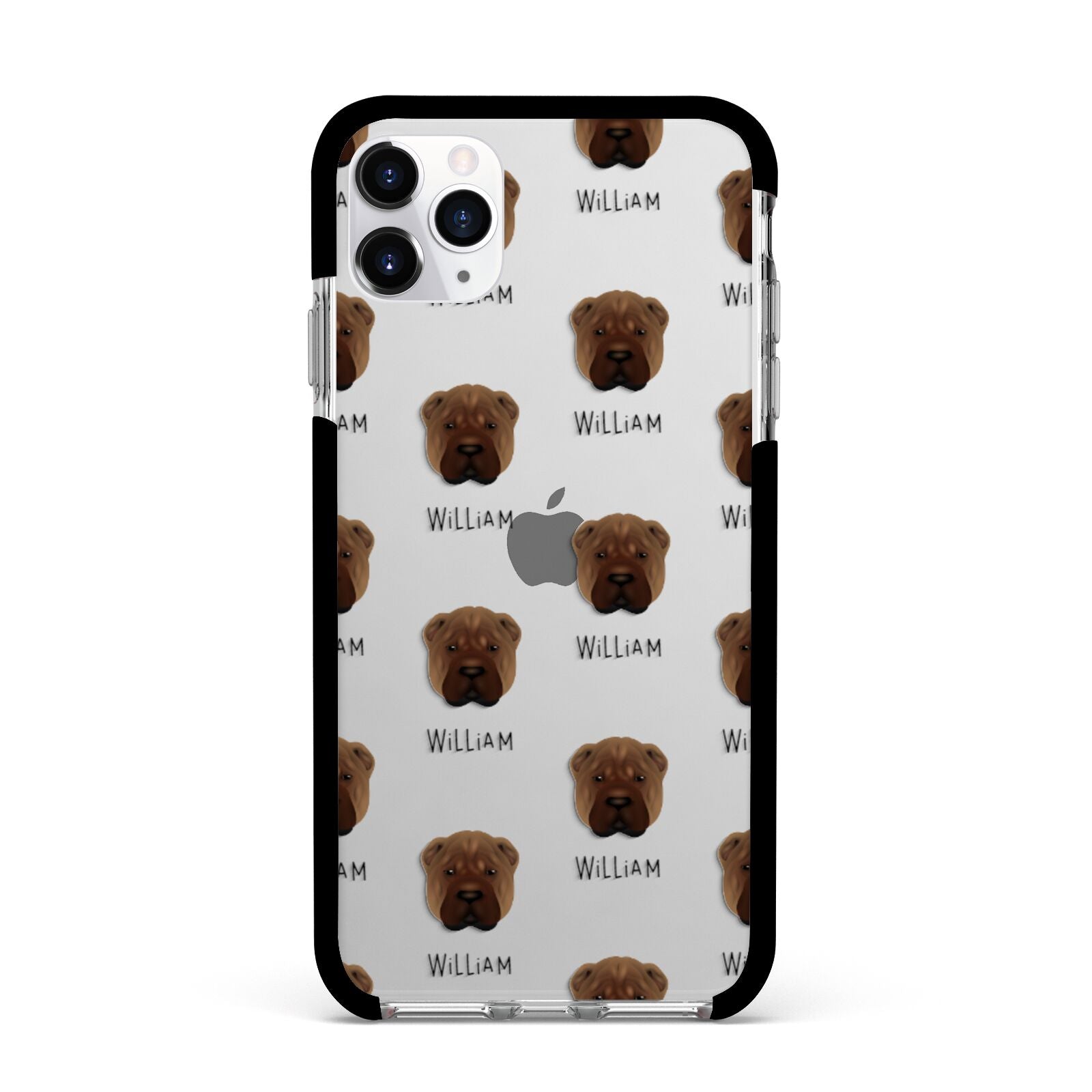 Shar Pei Icon with Name Apple iPhone 11 Pro Max in Silver with Black Impact Case